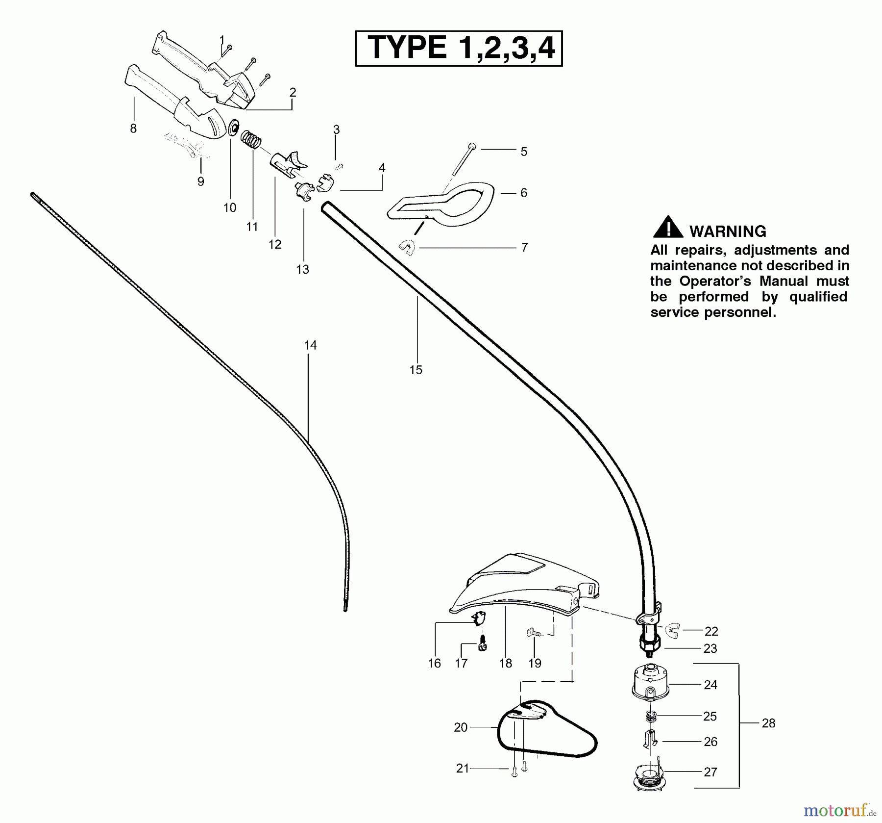 Poulan / Weed Eater Motorsensen, Trimmer TE400LE (Type 2) - Weed Eater String Trimmer Driveshaft & Cutting Head