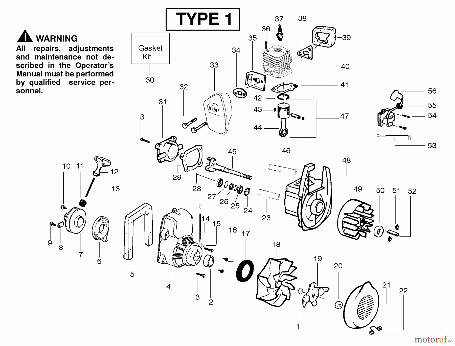 Poulan / Weed Eater Bläser / Sauger / Häcksler / Mulchgeräte PPBVM200 (Type 1) - Poulan Pro Blower Engine Assembly Type 1