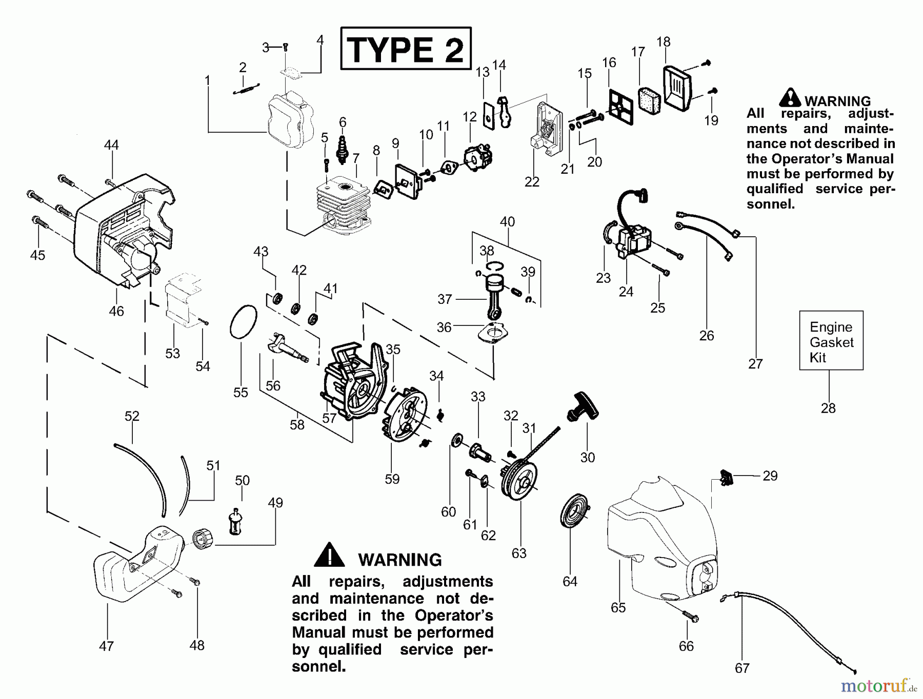 Poulan / Weed Eater Motorsensen, Trimmer TE450CXL LE (Type 2) - Poulan String Trimmer Engine Type 2