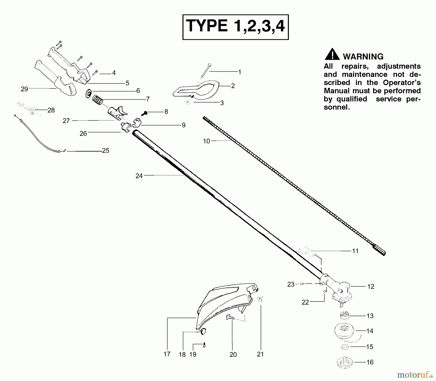 Poulan / Weed Eater Motorsensen, Trimmer TE500CXL (Type 1) - Weed Eater String Trimmer Handle & Shaft Assembly