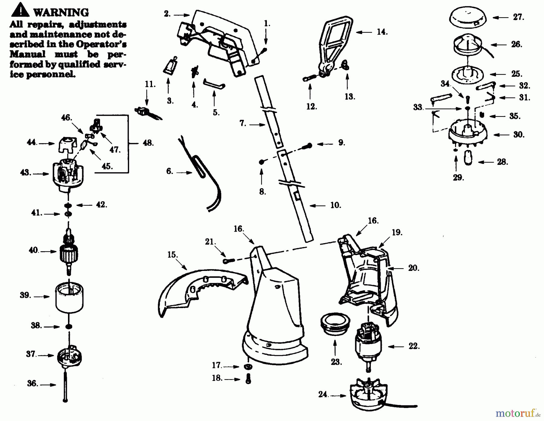 Poulan / Weed Eater Motorsensen, Trimmer TK15E - Turf King Electric Trimmer TRIMMER ASSEMBLY