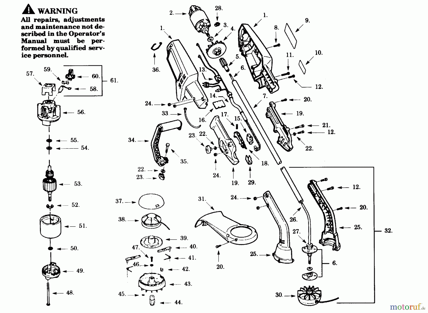 Poulan / Weed Eater Motorsensen, Trimmer TM-17 - Weed Eater Electric Trimmer TRIMMER ASSEMBLY