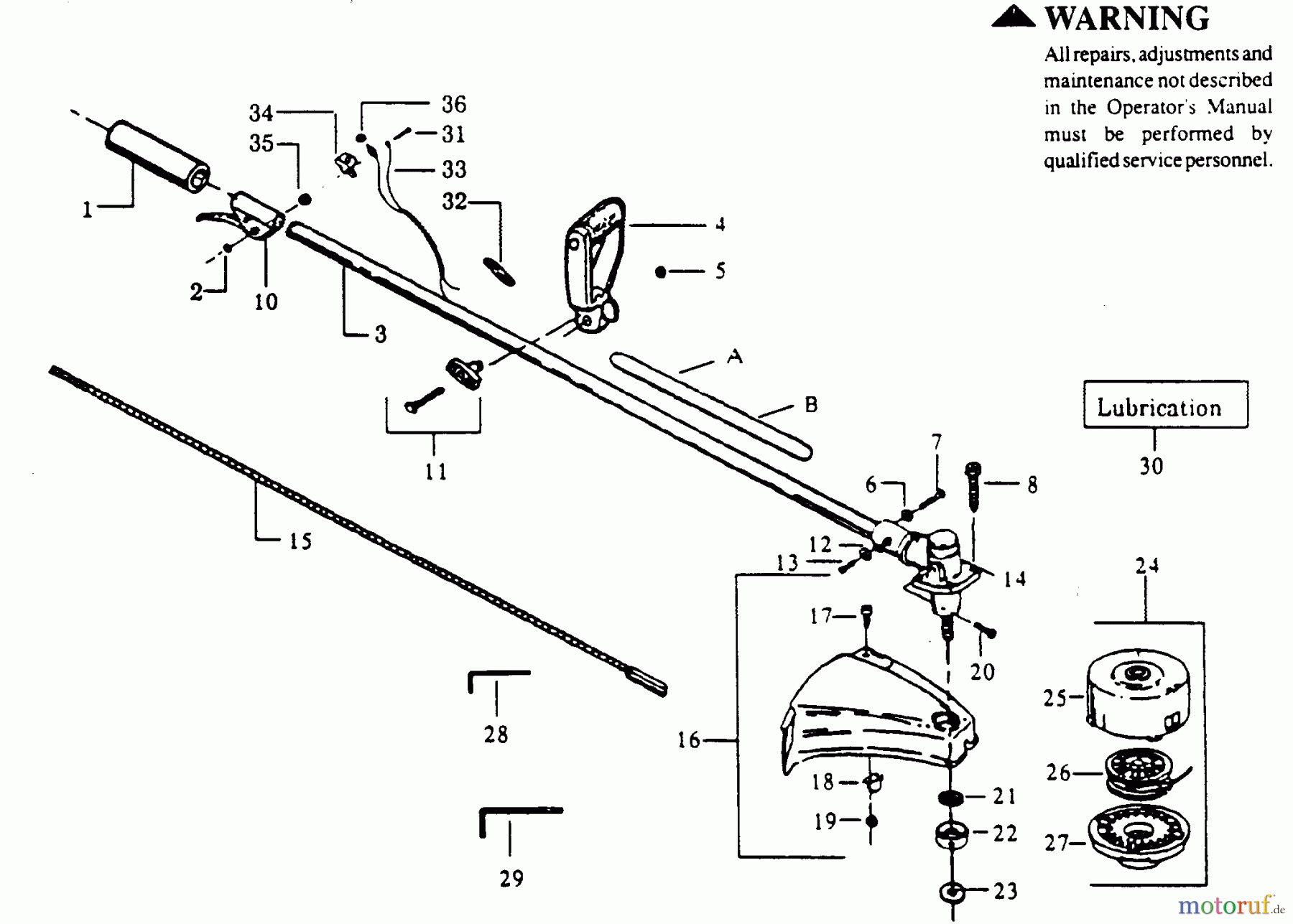 Poulan / Weed Eater Motorsensen, Trimmer TT-125 - Weed Eater String Trimmer CUTTING & DRIVE SHAFT