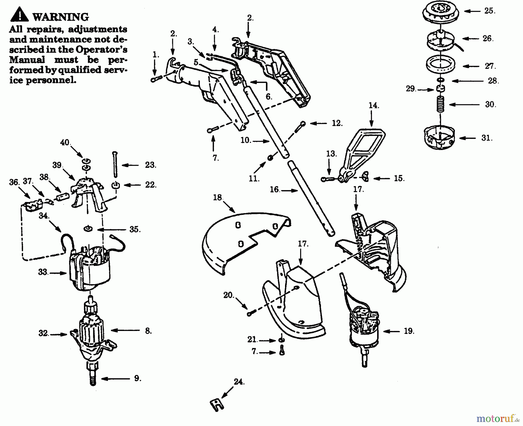 Poulan / Weed Eater Motorsensen, Trimmer TT120C-00 - Paramount Electric Trimmer TRIMMER ASSEMBLY
