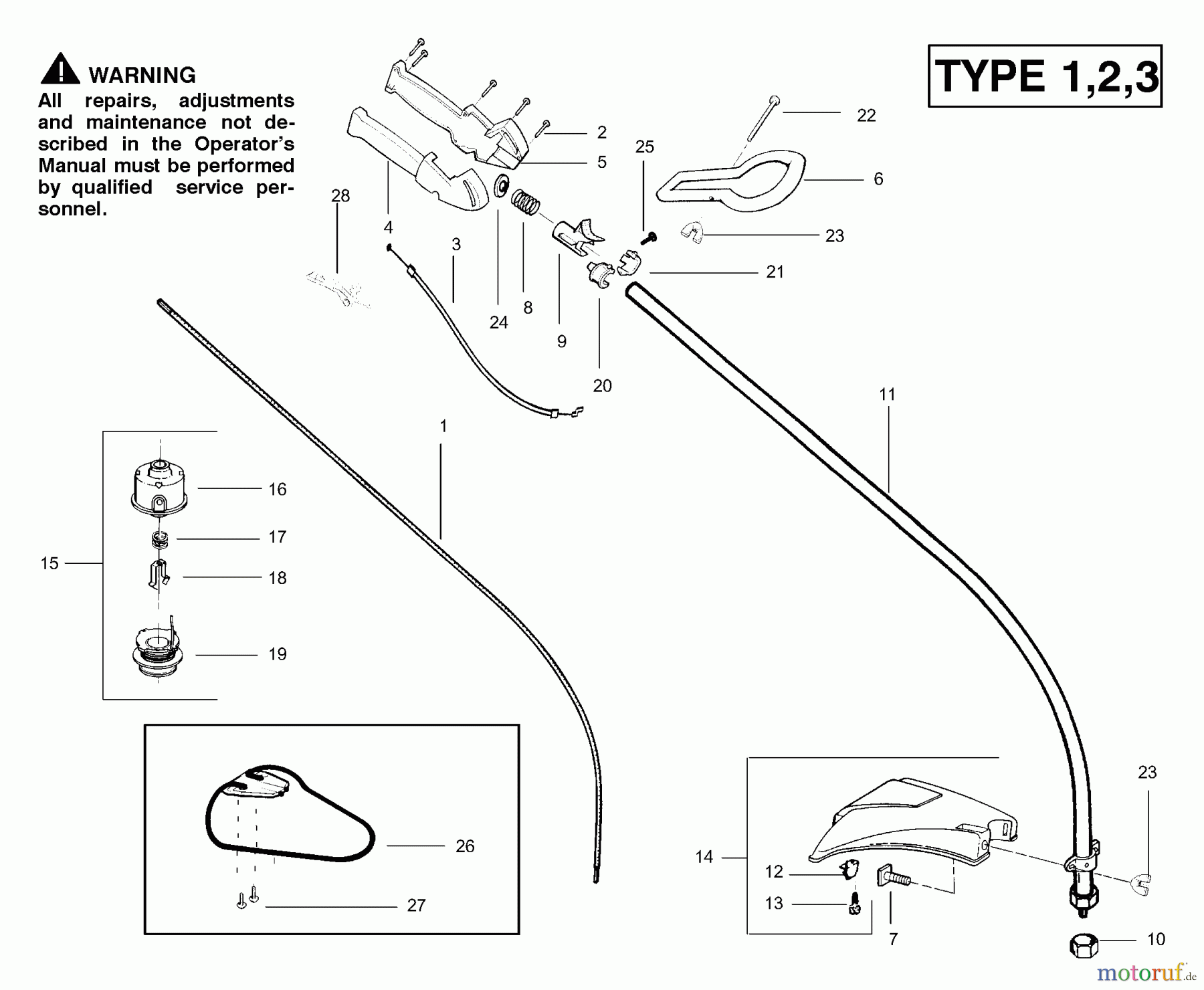 Poulan / Weed Eater Motorsensen, Trimmer Twistn Edge (Type 3) - Weed Eater String Trimmer Driveshaft & Cutting Head