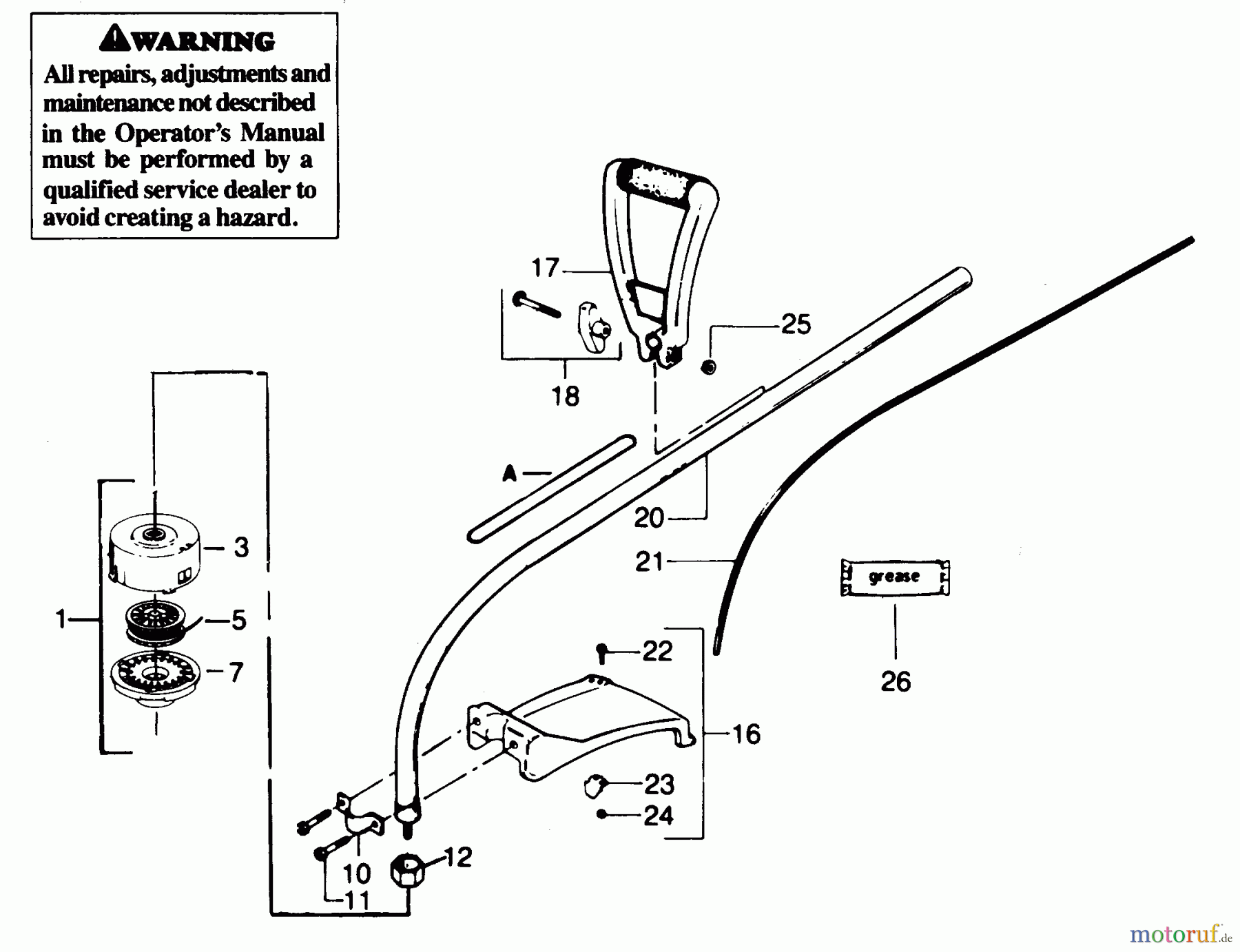 Poulan / Weed Eater Motorsensen, Trimmer XR-50A - Weed Eater String Trimmer CUTTING HEAD & DRIVE SHAFT