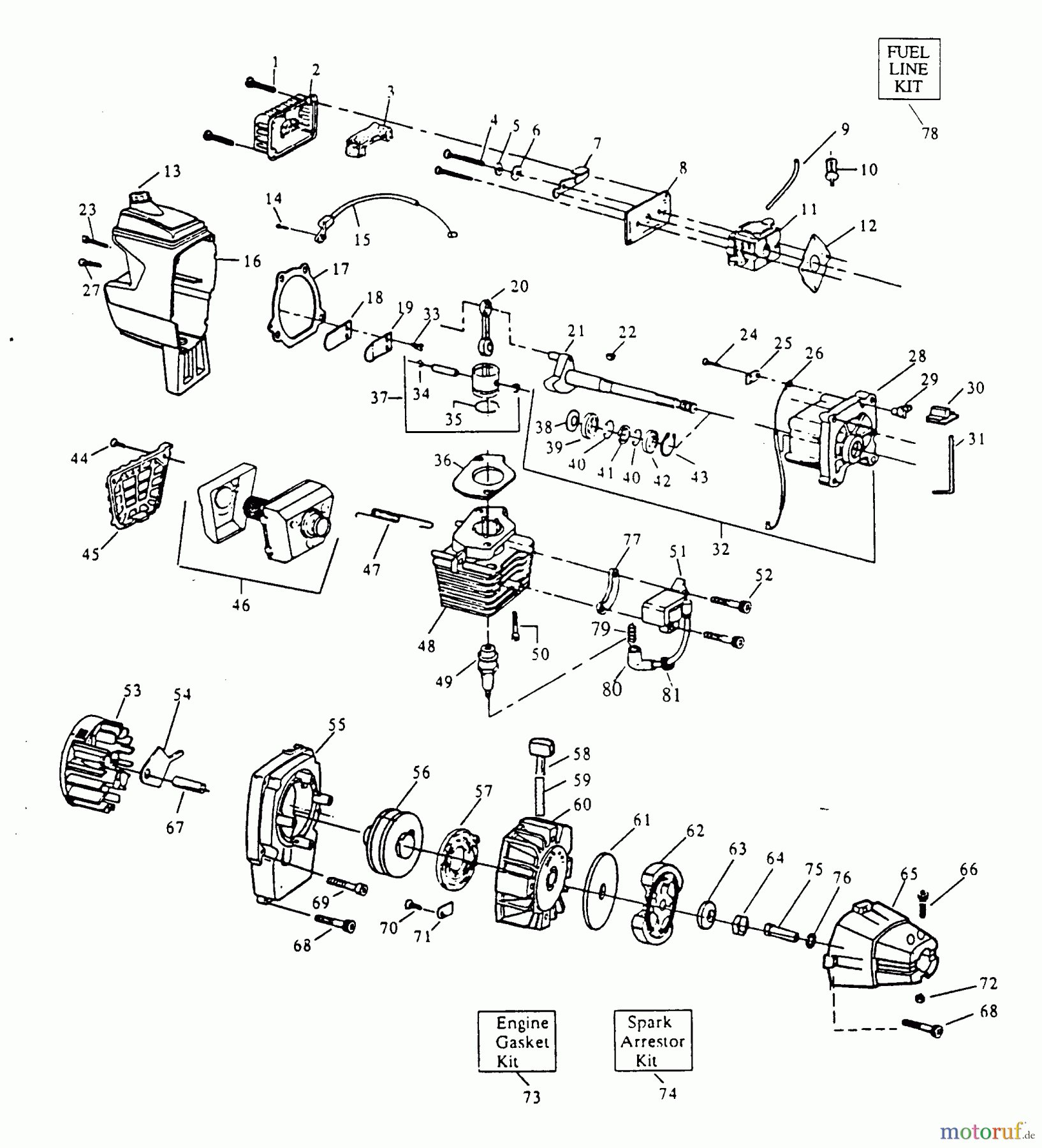 Poulan / Weed Eater Motorsensen, Trimmer XT-50 - Weed Eater String Trimmer POWER UNIT