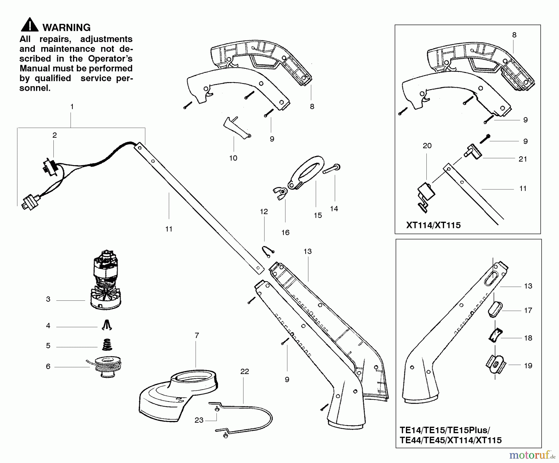 Poulan / Weed Eater Motorsensen, Trimmer TE15 - Weed Eater Electric Trimmer Trimmer Assembly