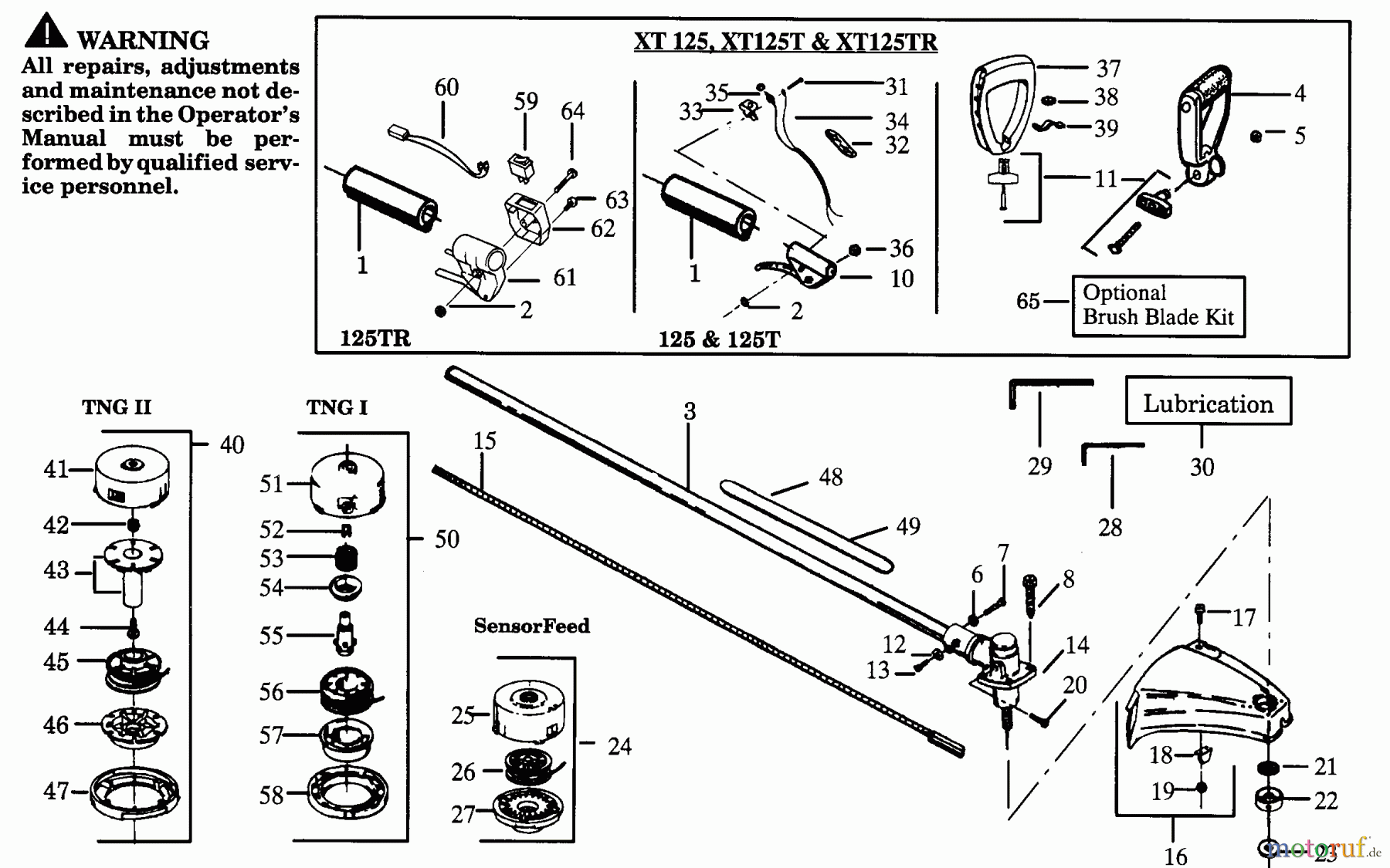 Poulan / Weed Eater Motorsensen, Trimmer XT125TR - Weed Eater String Trimmer CUTTING HEAD & DRIVE SHAFT ASSEMBLY