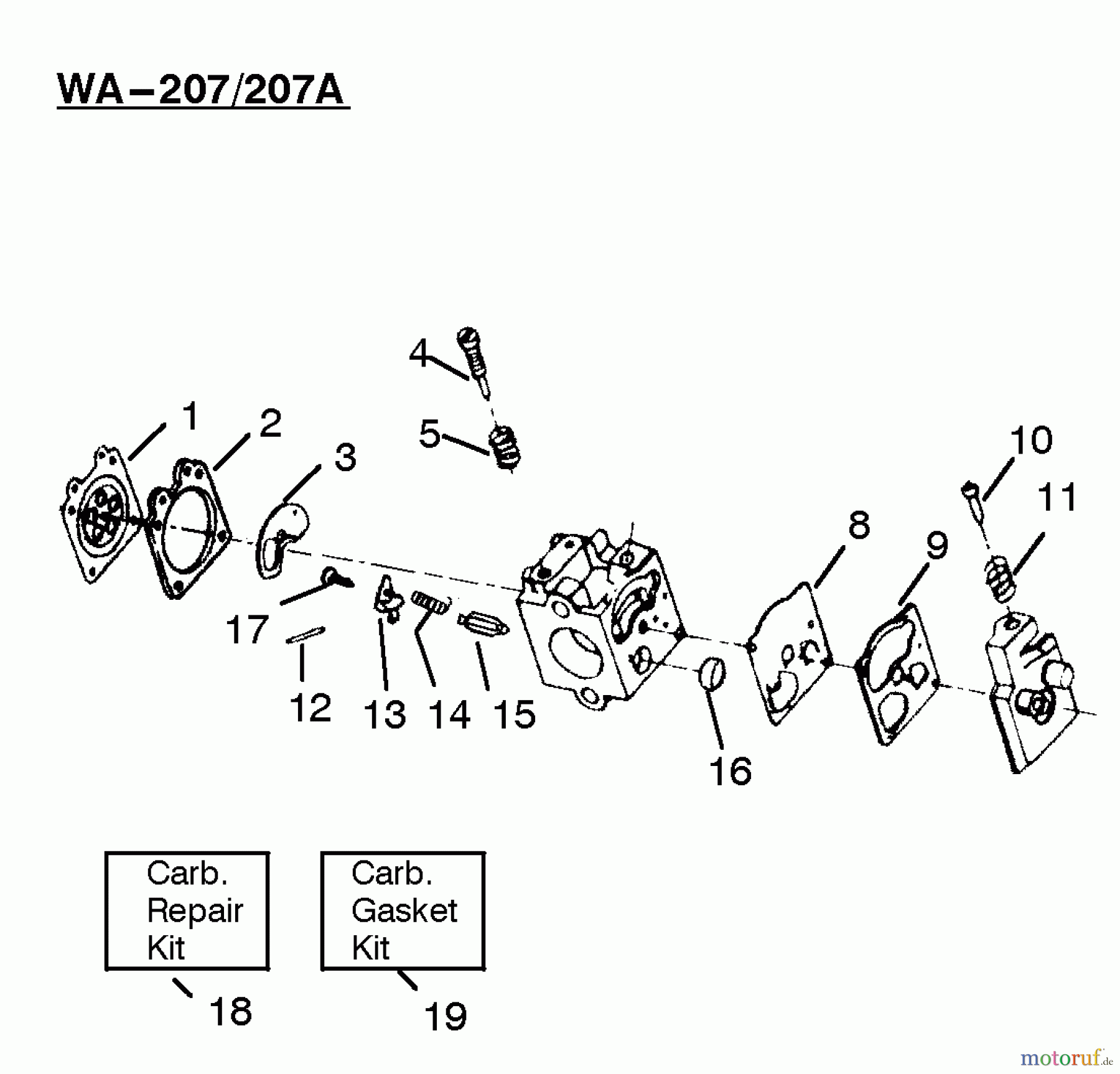 Poulan / Weed Eater Motorsensen, Trimmer XT20T - Weed Eater String Trimmer Carburetor Assembly WA-207/207A