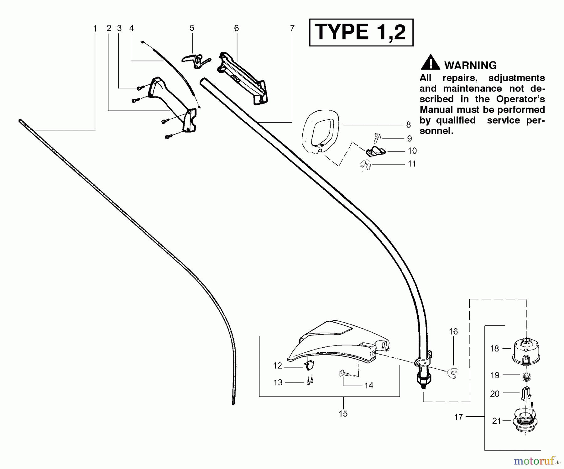 Poulan / Weed Eater Motorsensen, Trimmer XT250LE (Type 1) - Weed Eater String Trimmer Handle & Shaft Assembly