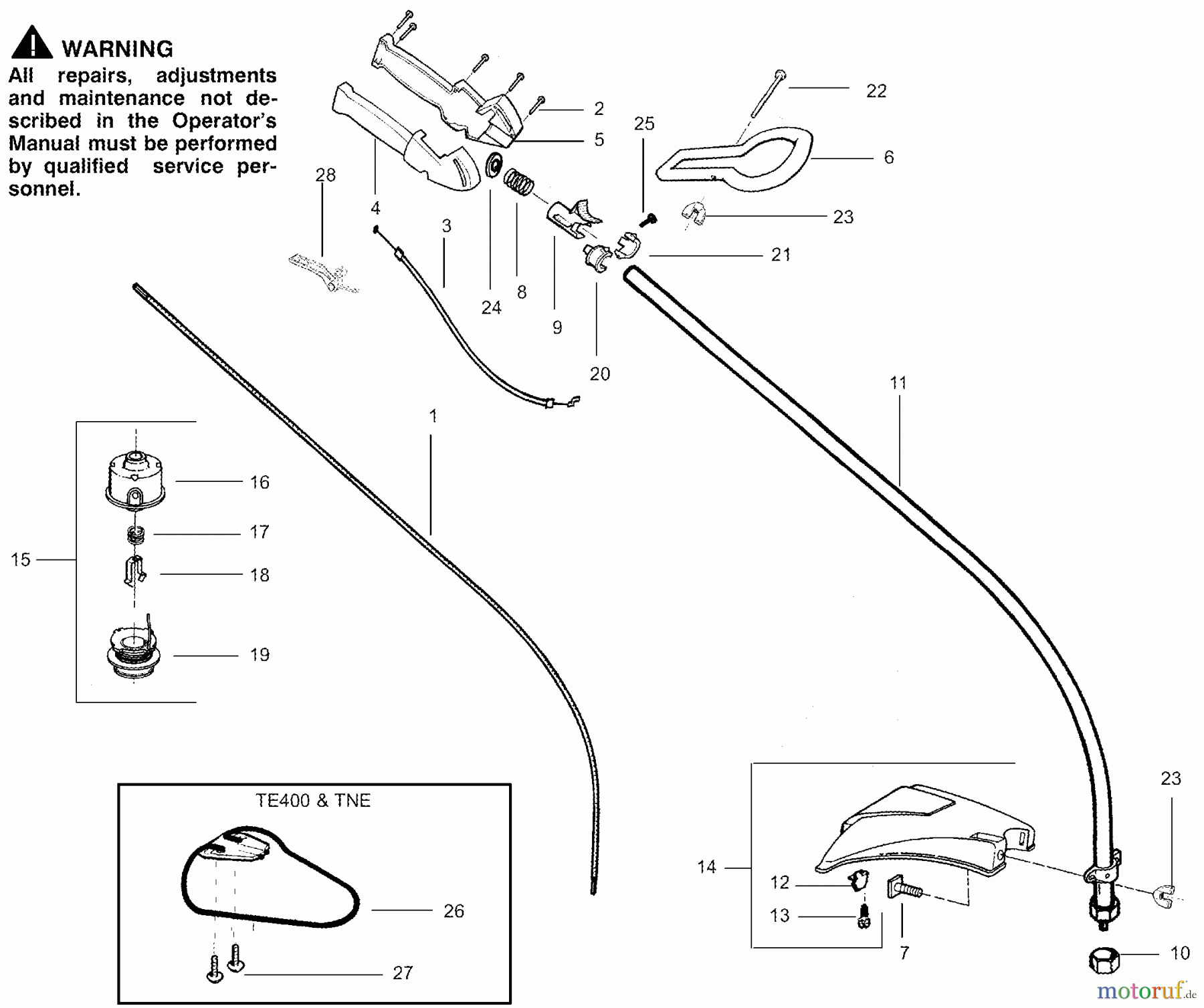 Poulan / Weed Eater Motorsensen, Trimmer XT35 - Weed Eater String Trimmer Driveshaft & Cutting Head