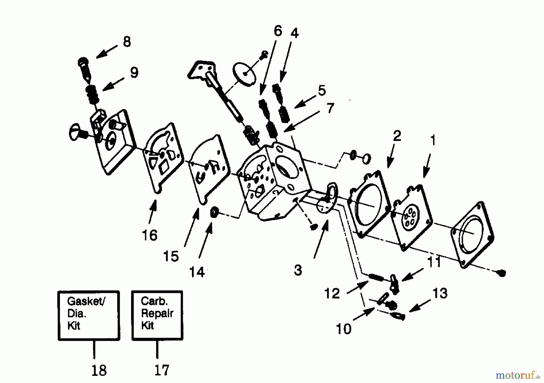 Poulan / Weed Eater Motorsensen, Trimmer XT85 - Weed Eater String Trimmer CARBURETOR WA-199 BREAKDOWN