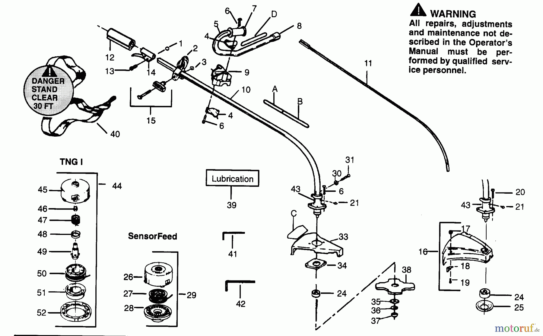 Poulan / Weed Eater Motorsensen, Trimmer XT85T - Weed Eater String Trimmer CUTTING HEAD & DRIVE SHAFT