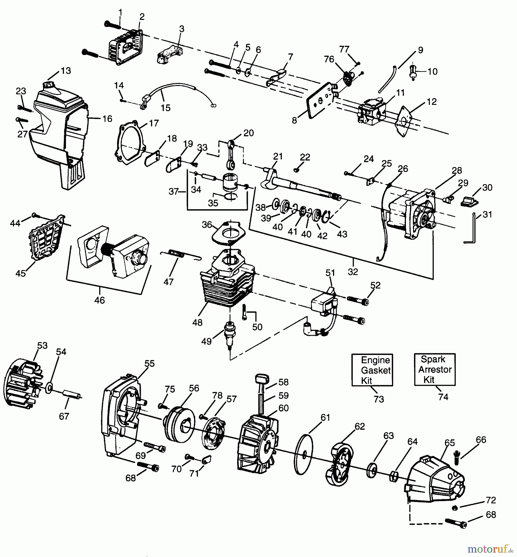 Poulan / Weed Eater Motorsensen, Trimmer XT85 - Weed Eater String Trimmer POWER UNIT