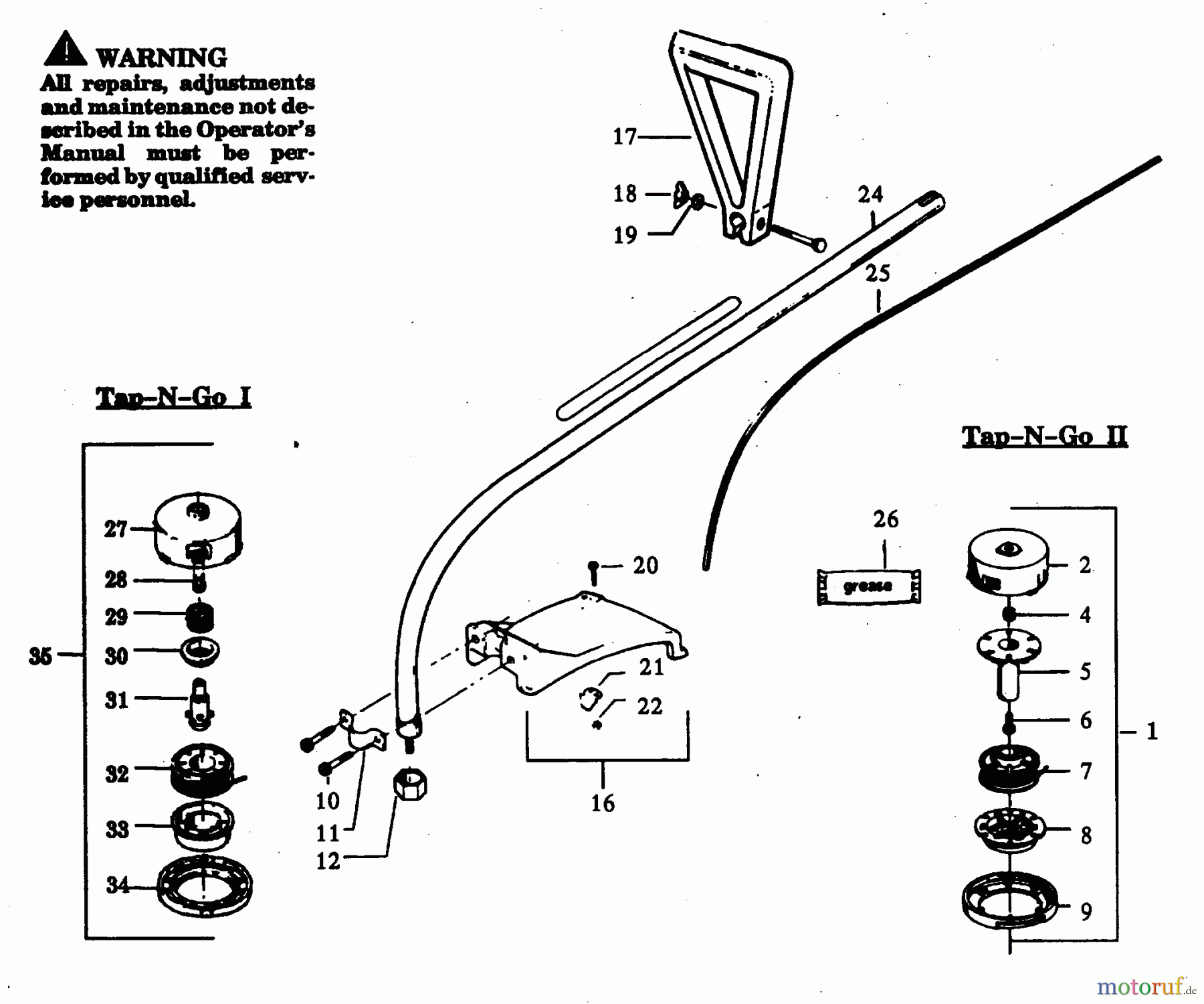 Poulan / Weed Eater Motorsensen, Trimmer YP115 - Weed Eater String Trimmer CUTTING HEAD & DRIVE SHAFT