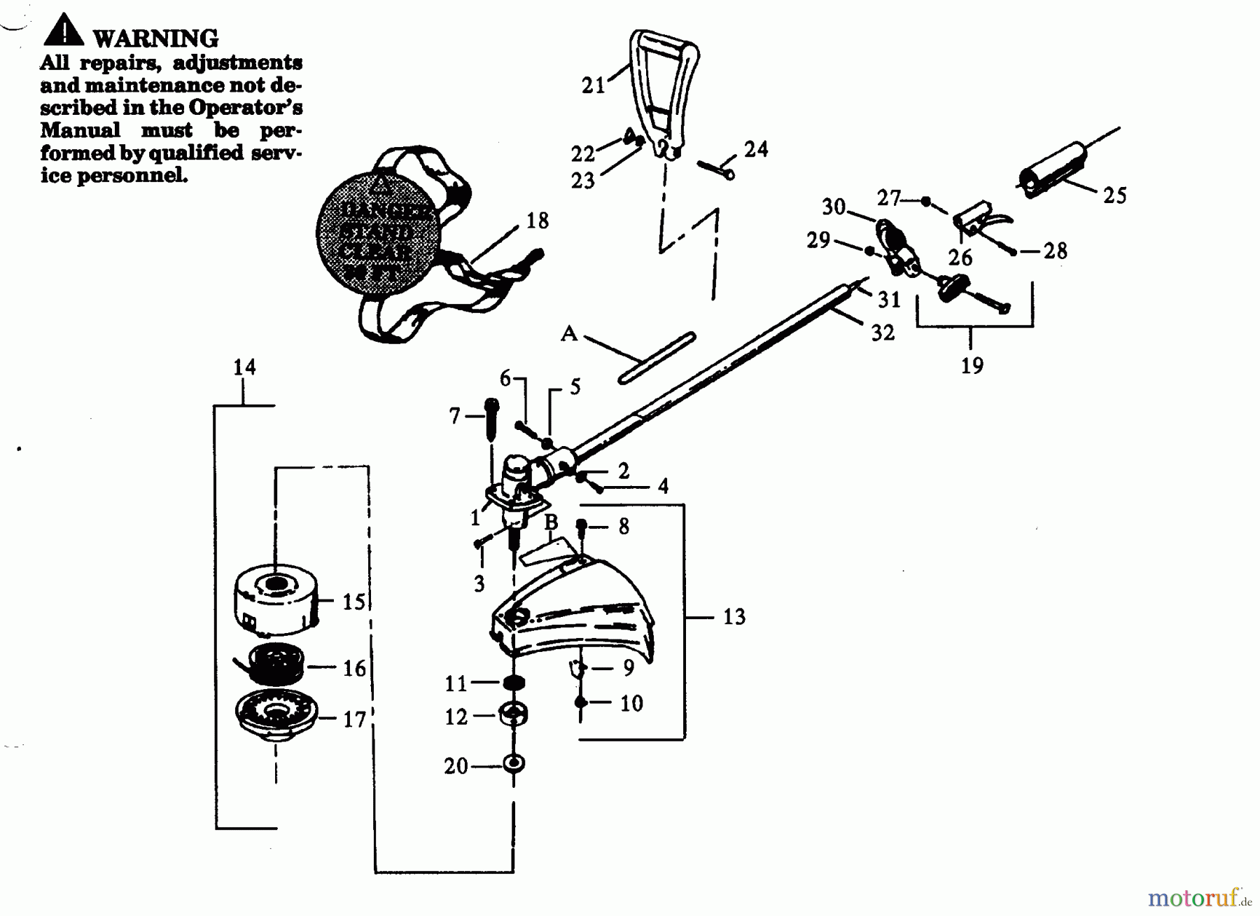 Poulan / Weed Eater Motorsensen, Trimmer YP145 - Weed Eater String Trimmer CUTTING HEAD & DRIVE SHAFT