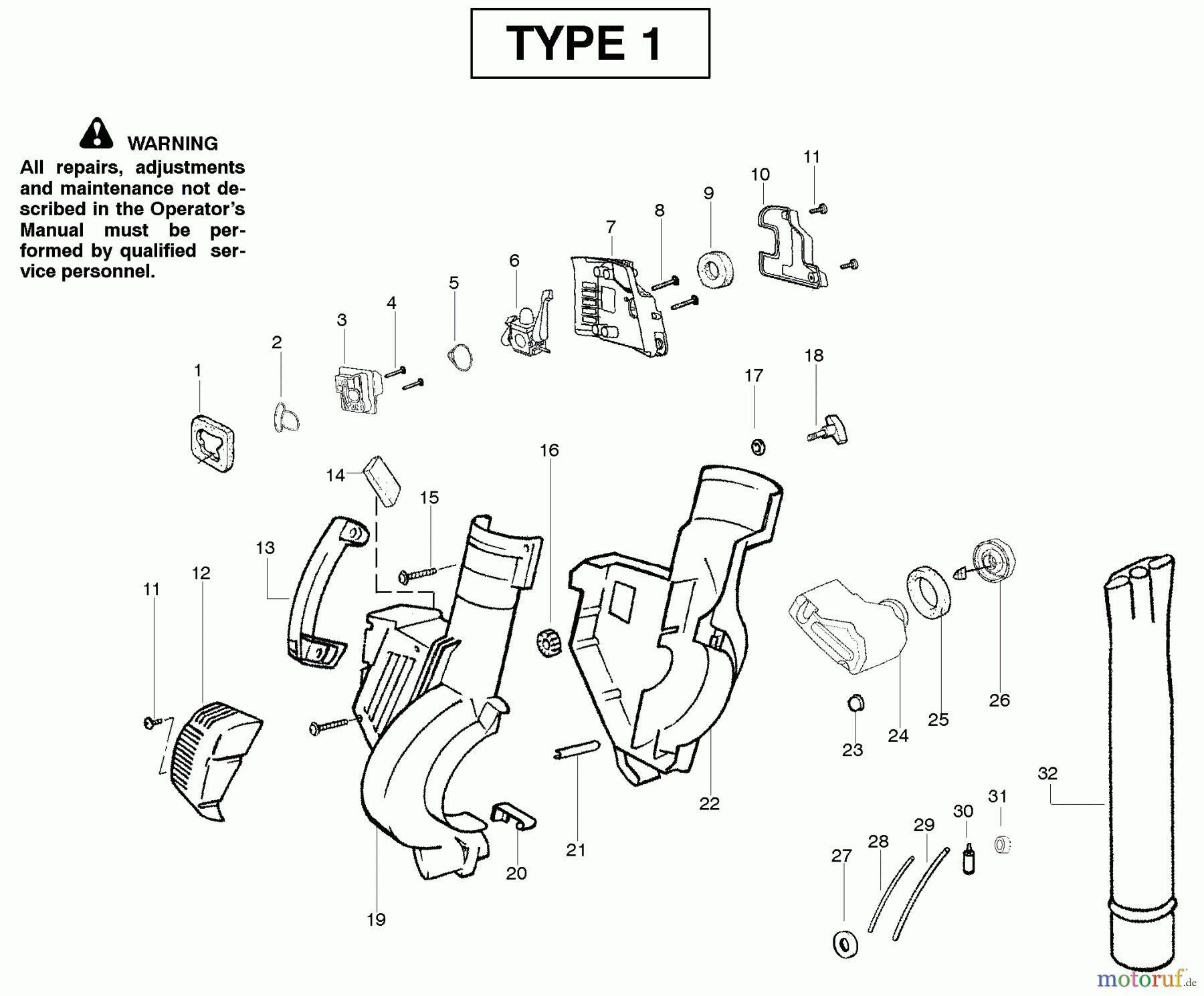 Poulan / Weed Eater Bläser / Sauger / Häcksler / Mulchgeräte SM400 (Type 1) - Poulan Pro Blower Housing Type 1