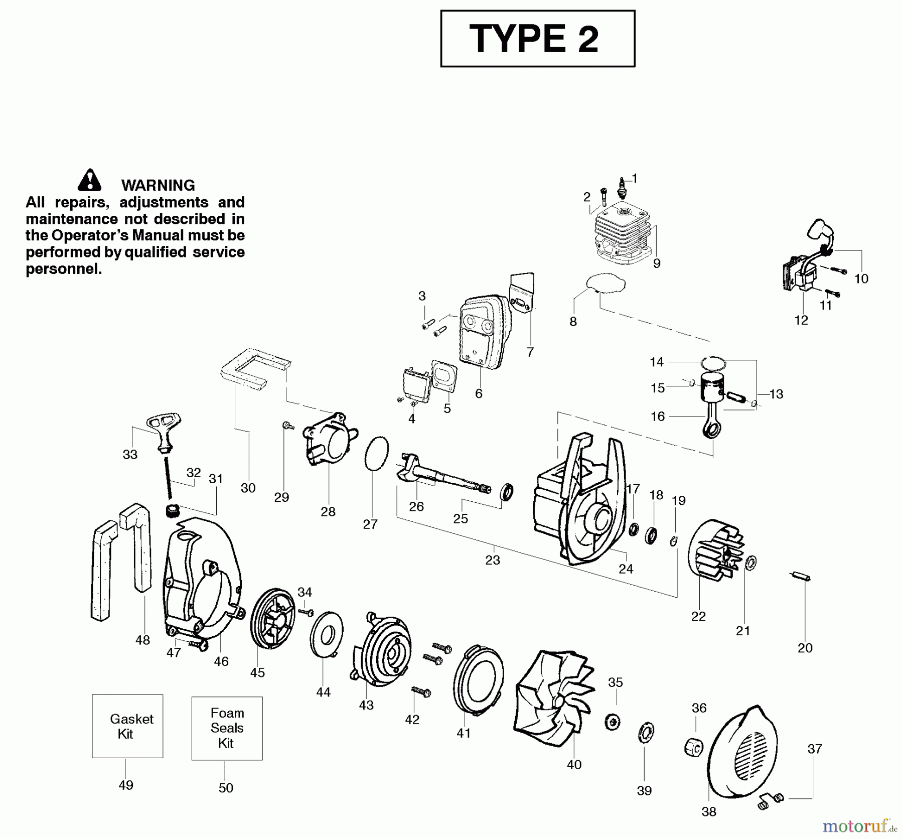  Poulan / Weed Eater Bläser / Sauger / Häcksler / Mulchgeräte SM400 (Type 2) - Poulan Pro Blower Engine Type 2