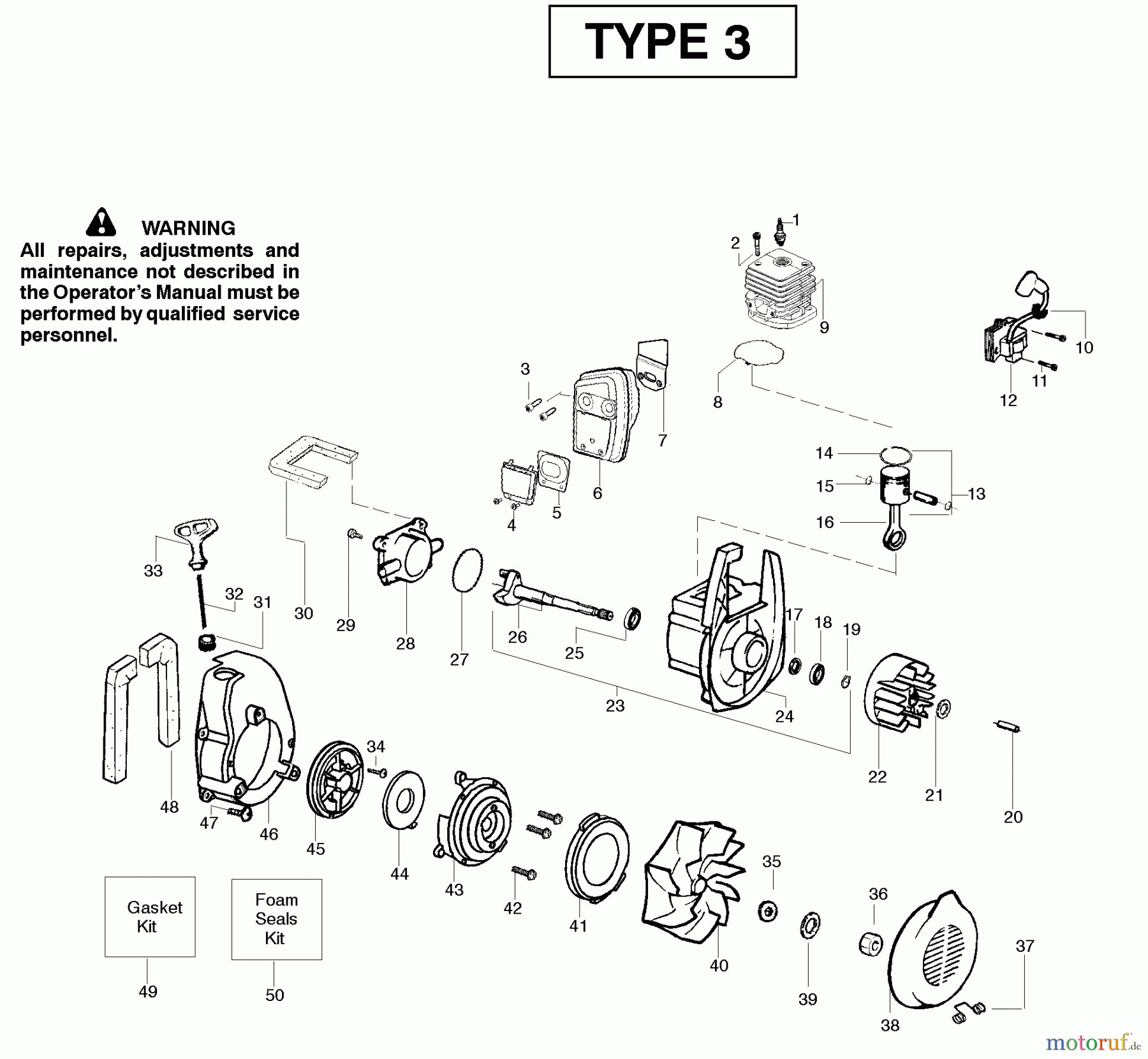  Poulan / Weed Eater Bläser / Sauger / Häcksler / Mulchgeräte SM400 (Type 3) - Poulan Pro Blower Engine Type 3
