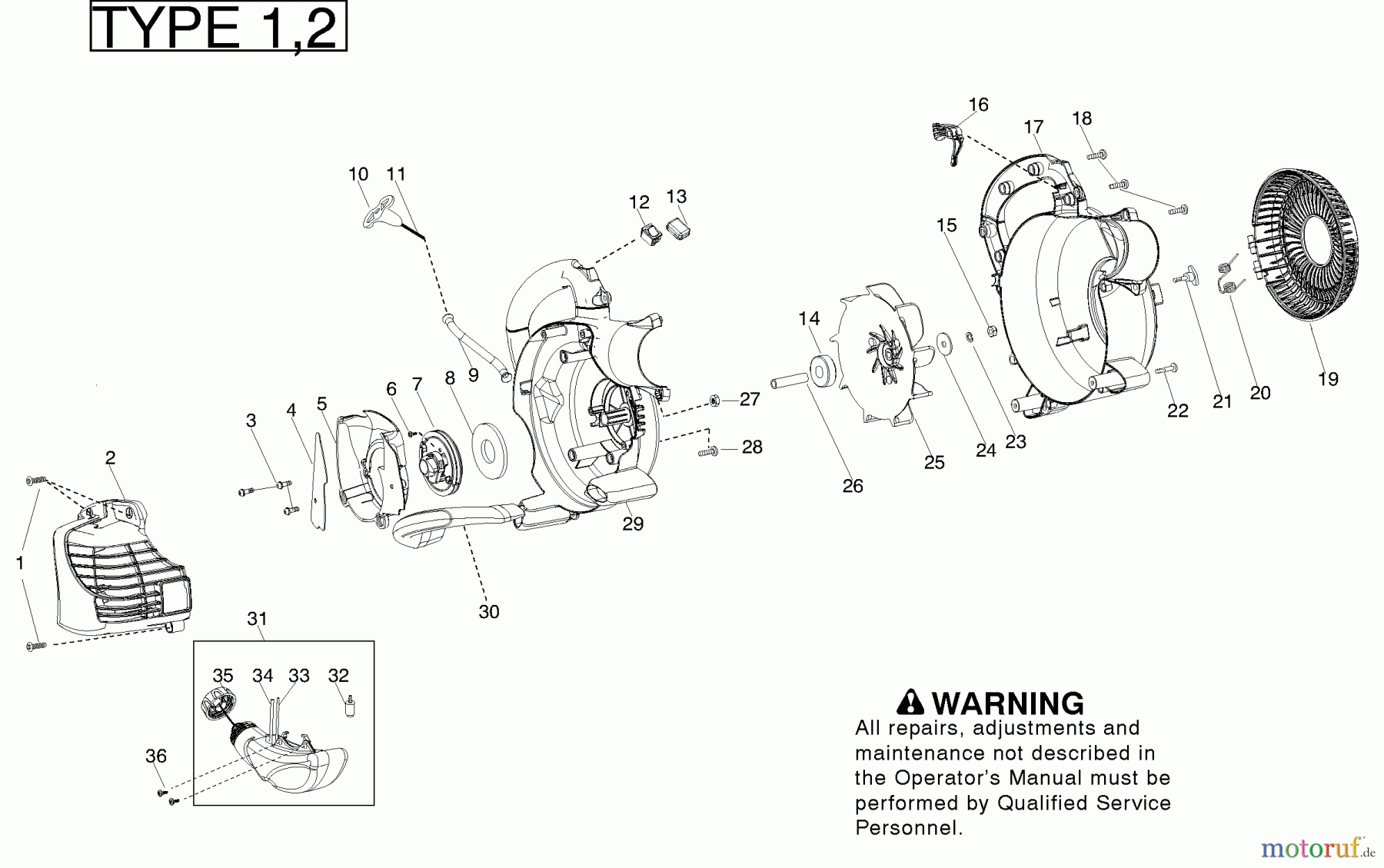 Poulan / Weed Eater Bläser / Sauger / Häcksler / Mulchgeräte VS2000BV - Weed Eater Blower Housing Type 1,2