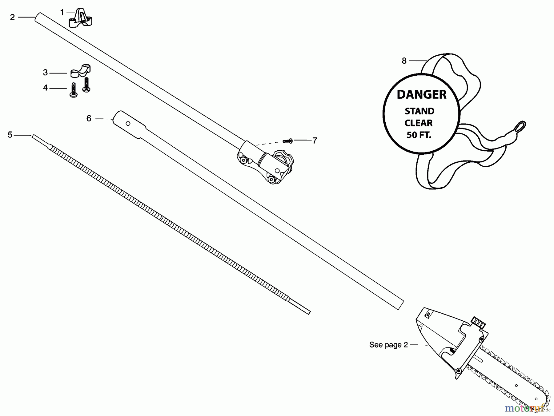 Poulan / Weed Eater Zubehör PPB5500P - Poulan Pro Pole Pruner Attachment Handle & Shaft Assembly