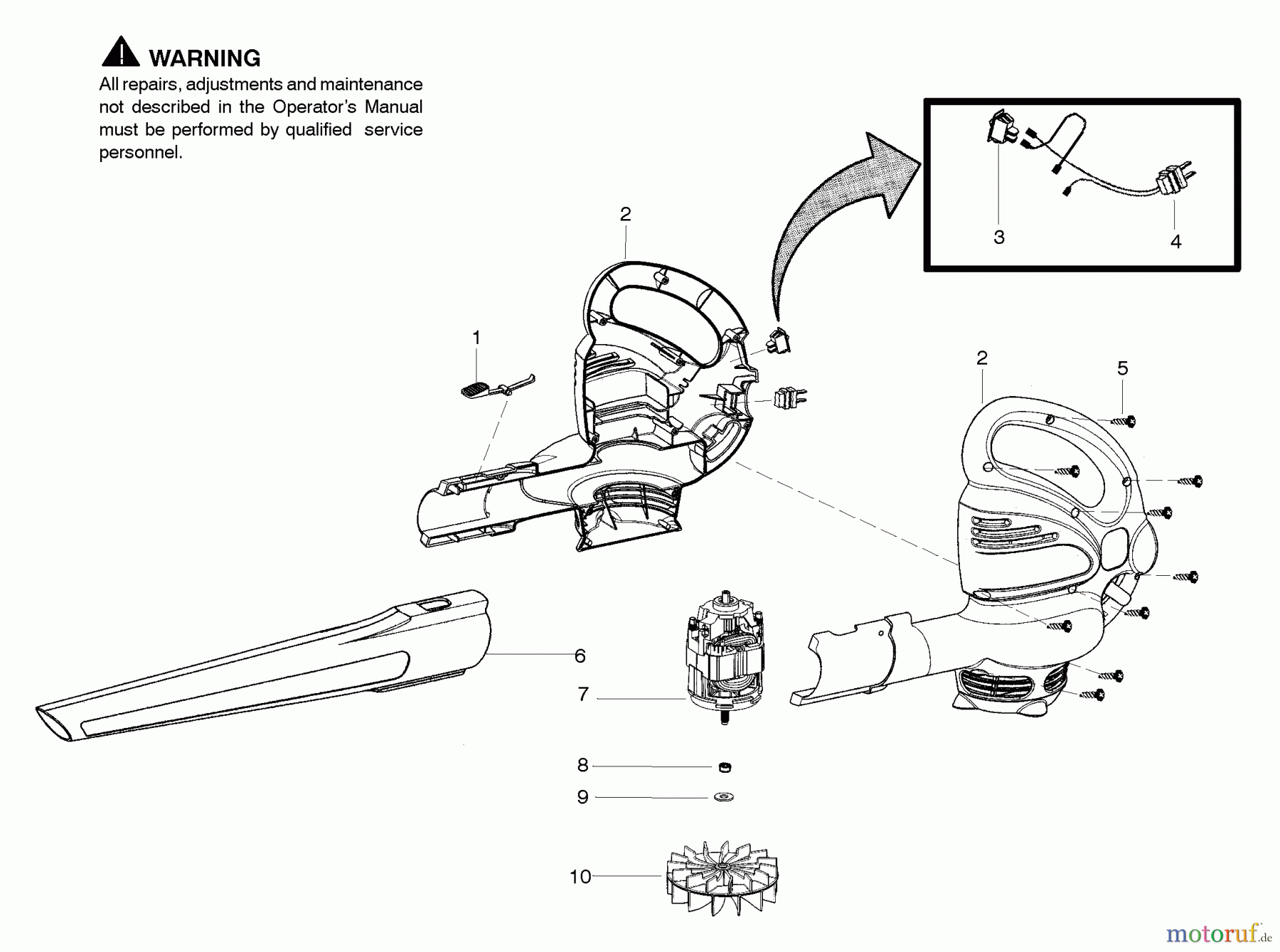 Poulan / Weed Eater Bläser / Sauger / Häcksler / Mulchgeräte WEB160 - Weed Eater Electric Blower Electric Blower Assembly