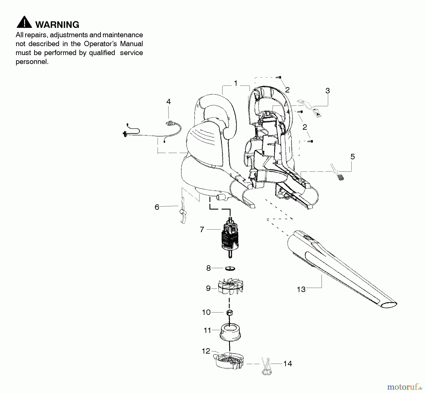 Poulan / Weed Eater Bläser / Sauger / Häcksler / Mulchgeräte WEB200 - Weed Eater Electric Blower Electric Blower Assembly