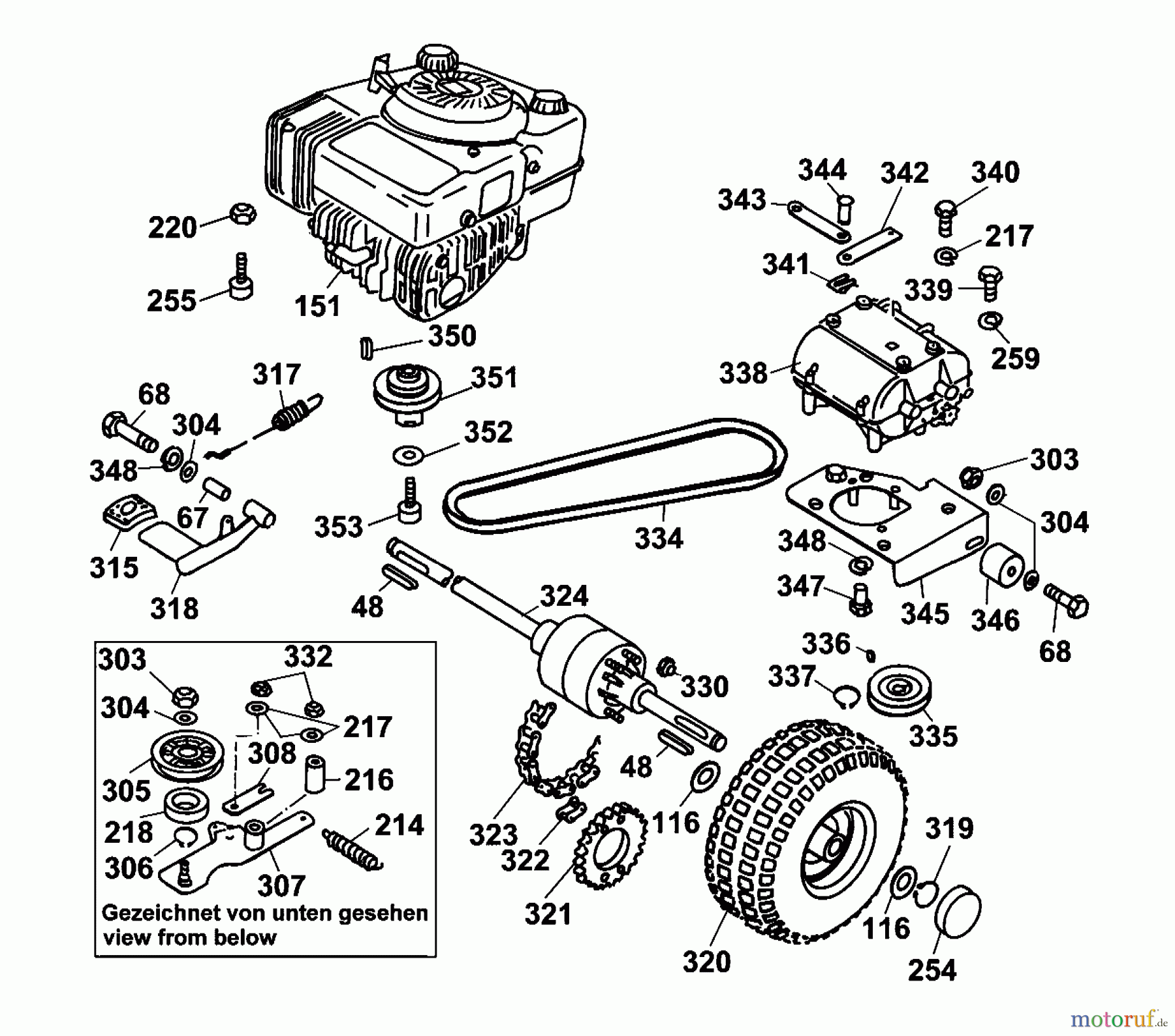 Wolf-Garten Scooter Scooter OHV 3 6995000 Serie A (2001) Differential, Fahrantrieb, Motor