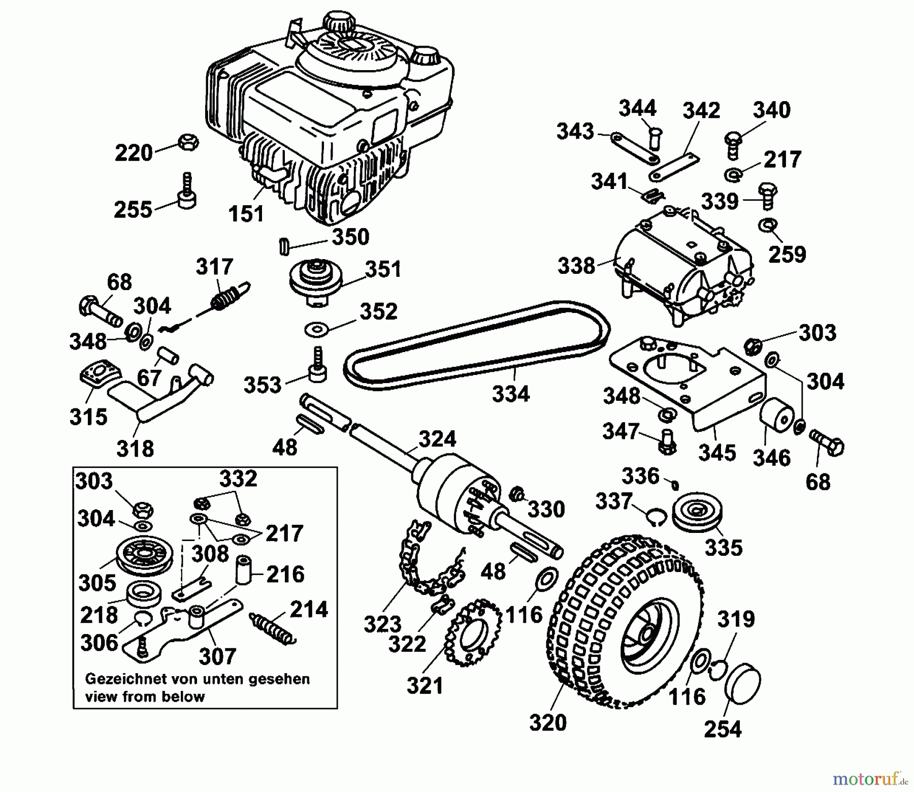 Wolf-Garten Scooter OHV 3 6995000 Serie B (2001) Differential, Fahrantrieb, Motor