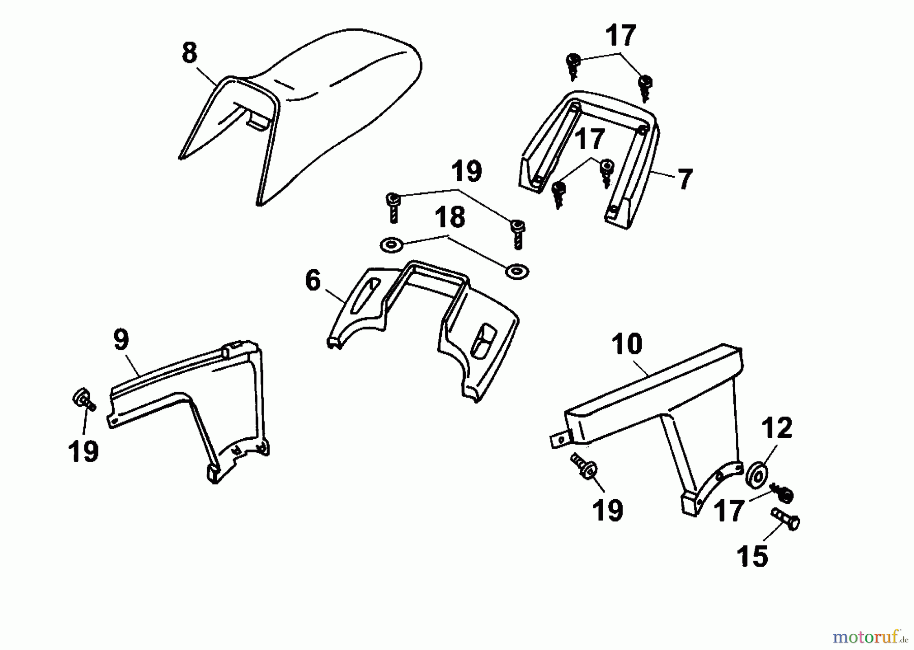 Wolf-Garten Scooter OHV 3 6995000 Serie B (2001) Sitz, Verkleidungen
