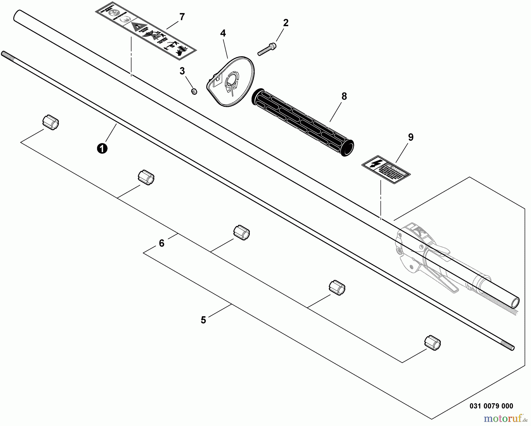 Shindaiwa Heckenscheren AH254 - Shindaiwa Articulating Hedge Trimmer, S/N: T12813001001 - T1281399999 Driveshaft, Main Pipe Assembly