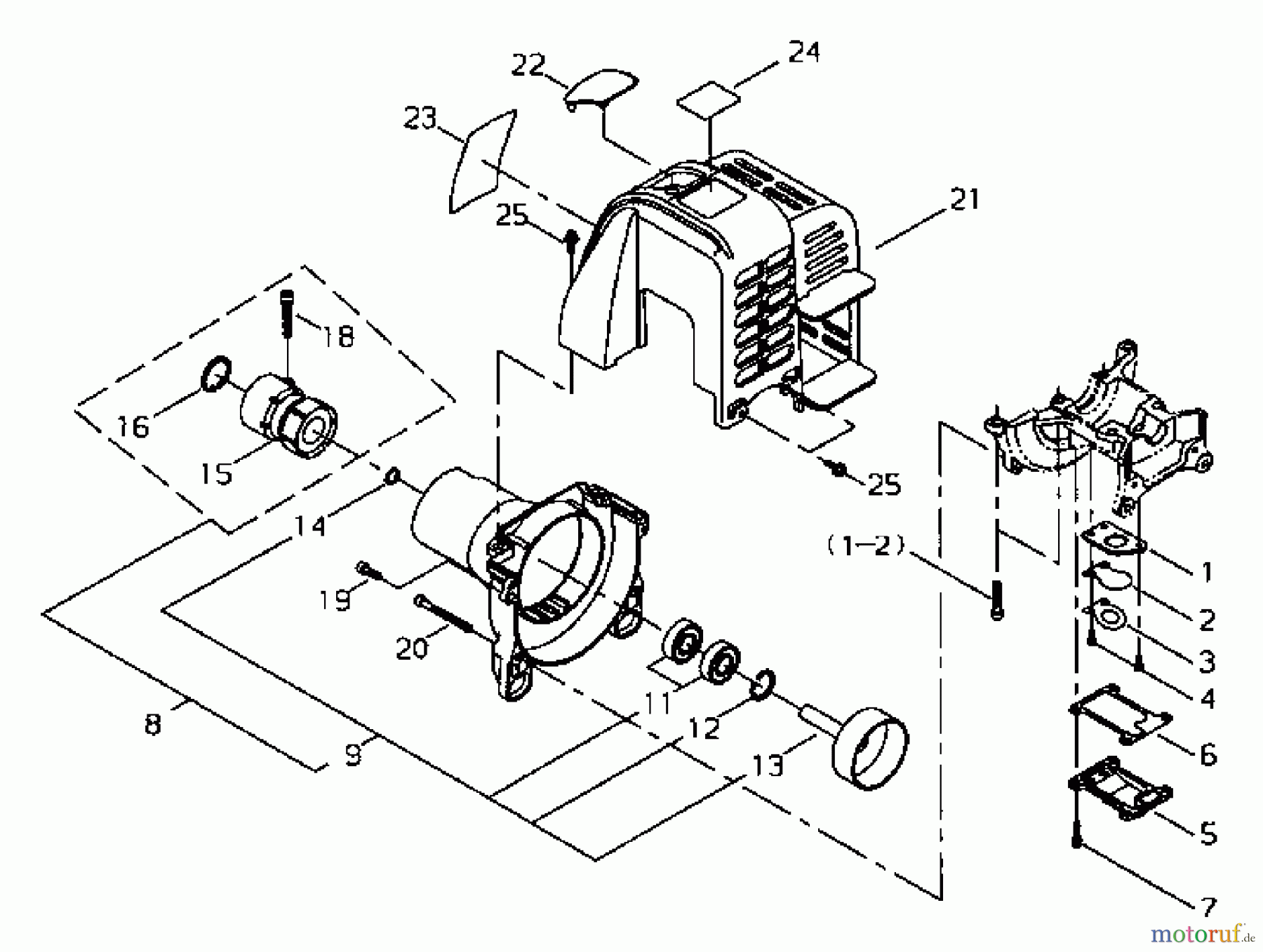 Shindaiwa Heckenscheren AHS2510 - Shindaiwa Articulating Hedge Trimmer Cylinder Cover, Fan Cover, Reed Valve