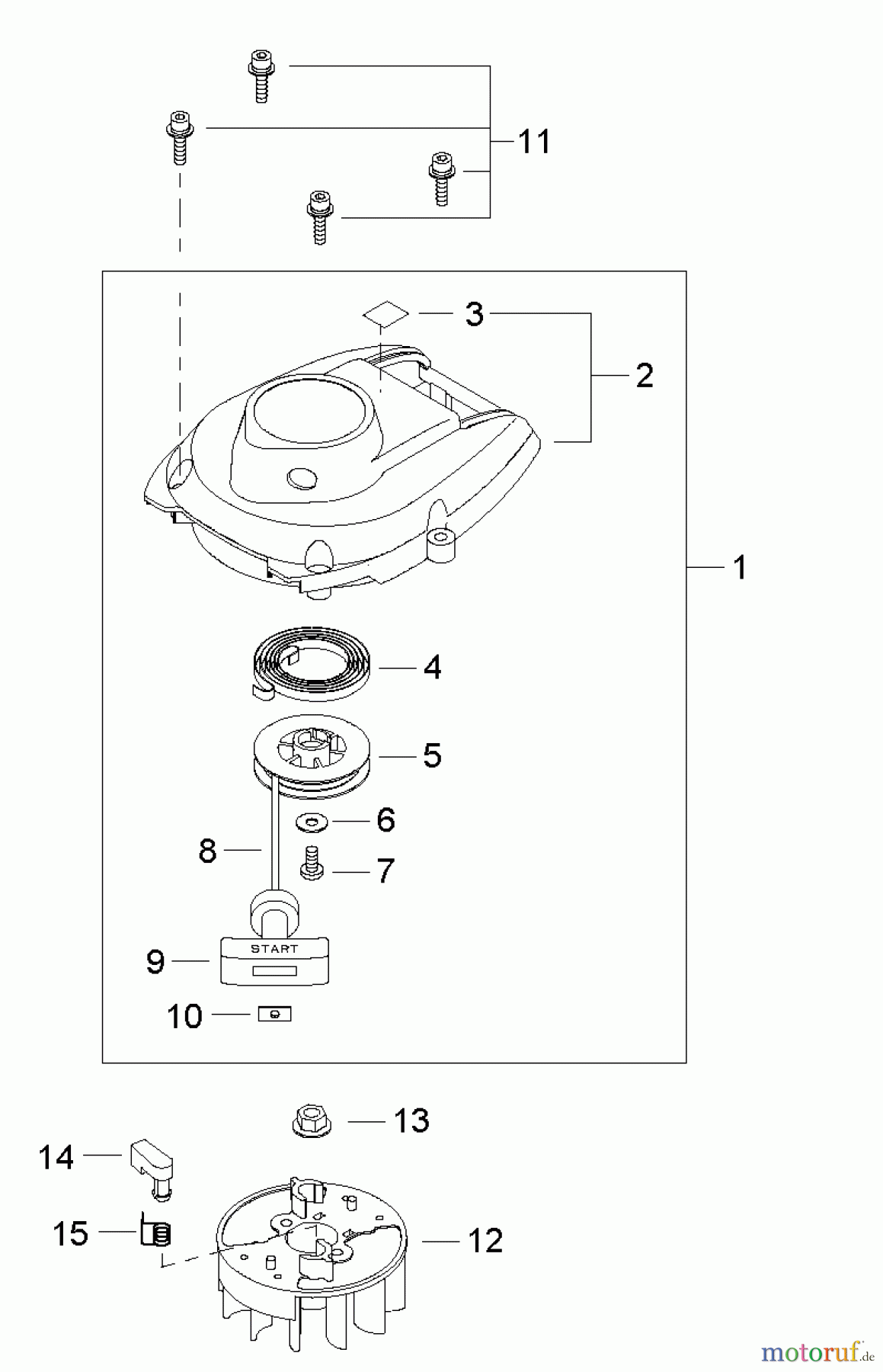 Shindaiwa Heckenscheren HT231 - Shindaiwa Hedge Trimmer, Single-Sided, S/N: T08613001001 - T086139999 Flywheel, Starter