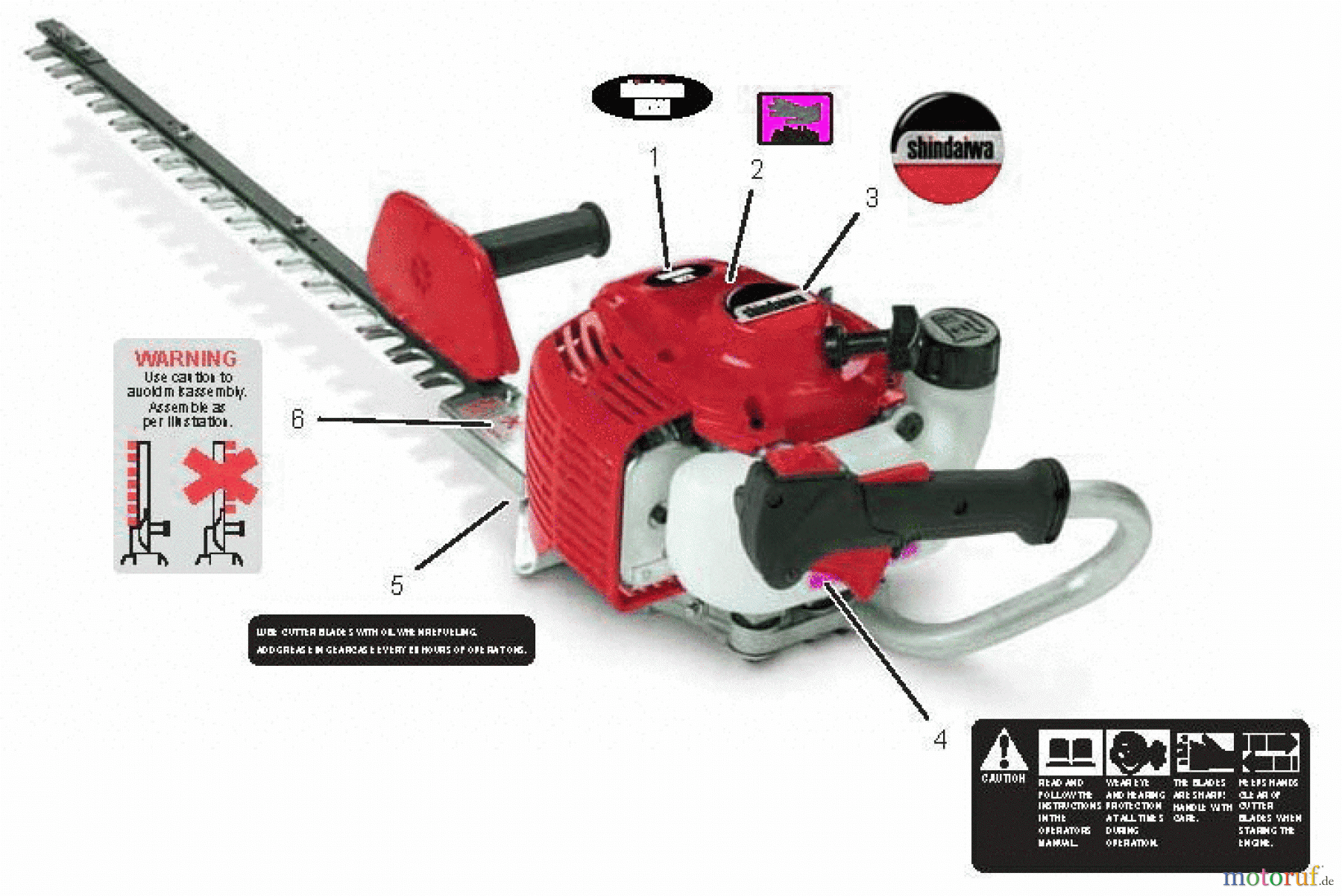 Shindaiwa Heckenscheren HT231 - Shindaiwa Hedge Trimmer, Single-Sided, S/N: T08613001001 - T086139999 Labels