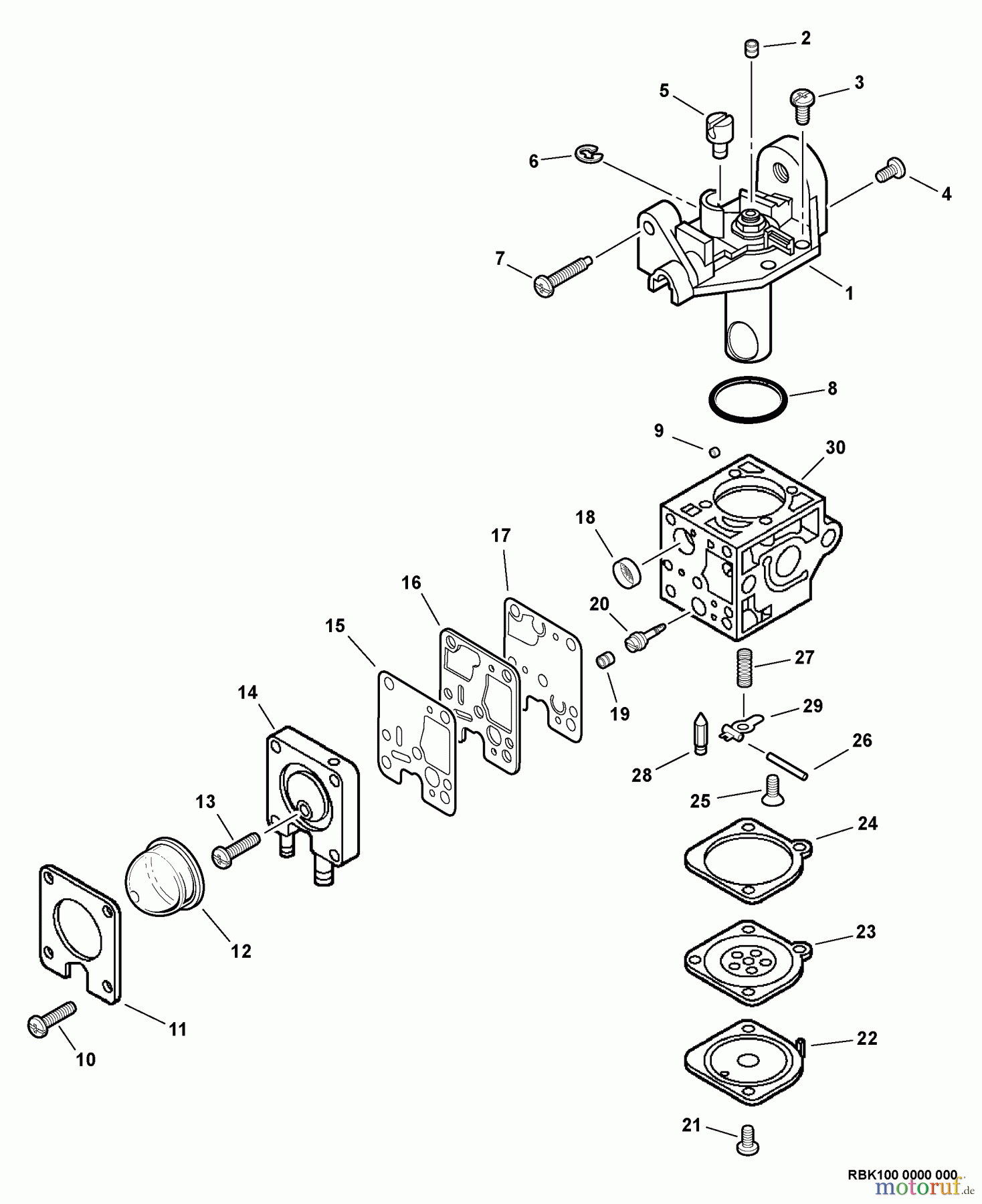 Shindaiwa Heckenscheren DH254 - Shindaiwa Hedge Trimmer, Dual-Sided, S/N: T11913001001 - T11913999999 Carburetor -- RB-K100