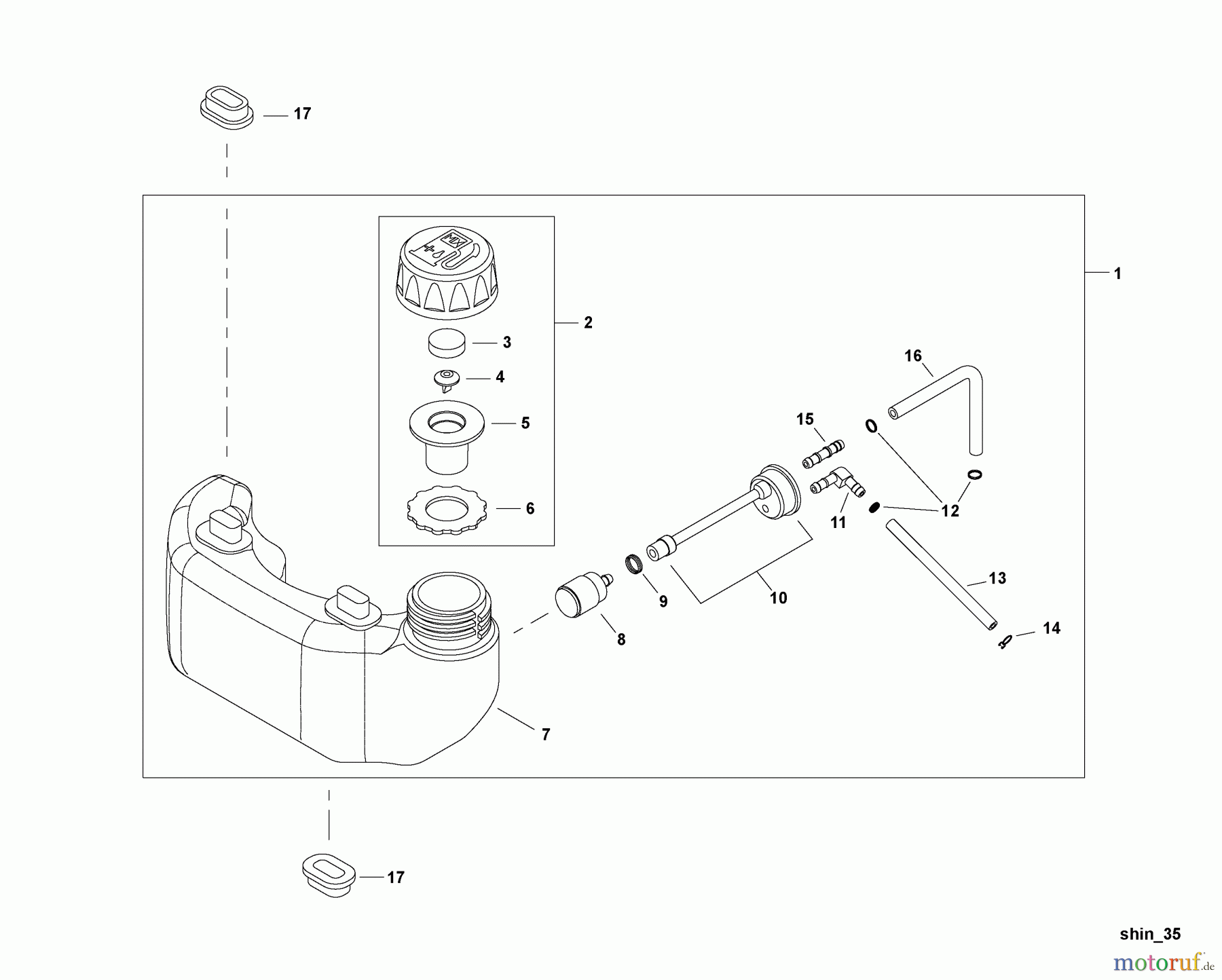 Shindaiwa Heckenscheren DH254 - Shindaiwa Hedge Trimmer, Dual-Sided, S/N: T11913001001 - T11913999999 Fuel Tank