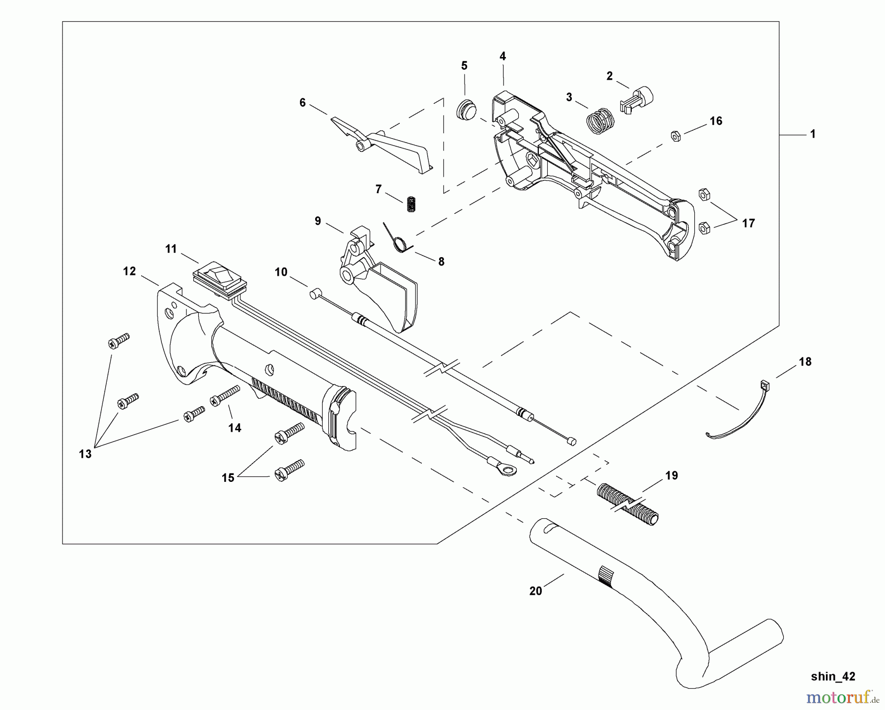 Shindaiwa Heckenscheren HT254 - Shindaiwa Hedge Trimmer, Single-Sided, S/N: T11112001001 - T111129999 Throttle Control