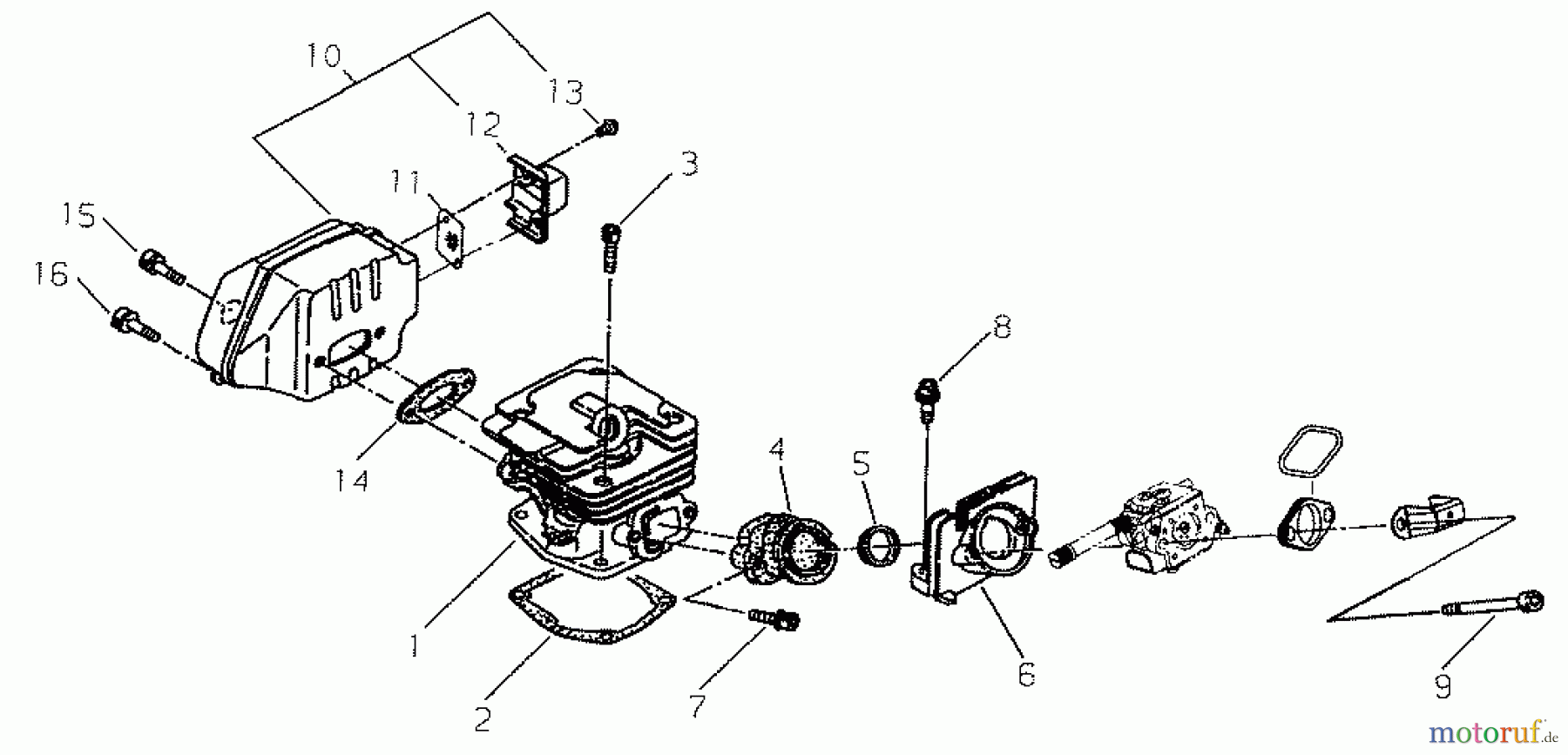Shindaiwa Sägen, Motorsägen 352S - Shindaiwa Chainsaw Zylinder, Auspuff