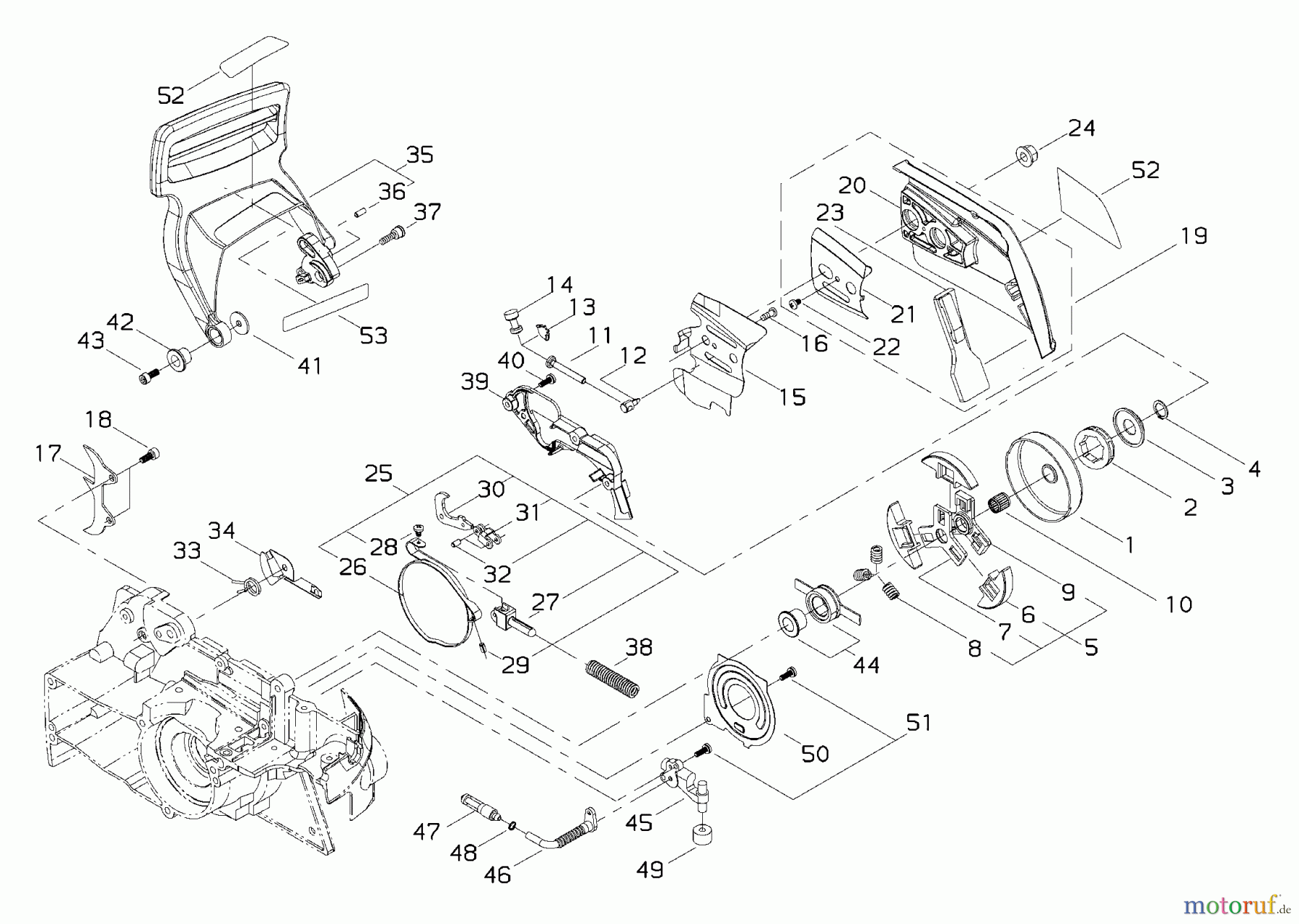 Shindaiwa Sägen, Motorsägen 446S - Shindaiwa Chainsaw (EPA) Chain Brake, Clutch, Clutch Cover