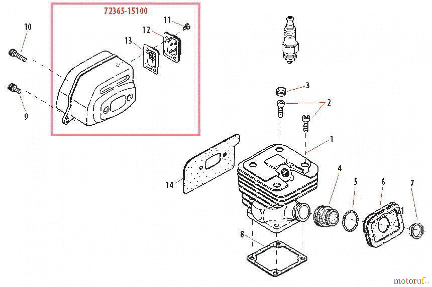Shindaiwa Sägen, Motorsägen 488P - Shindaiwa Chainsaw Cylinder/Muffler
