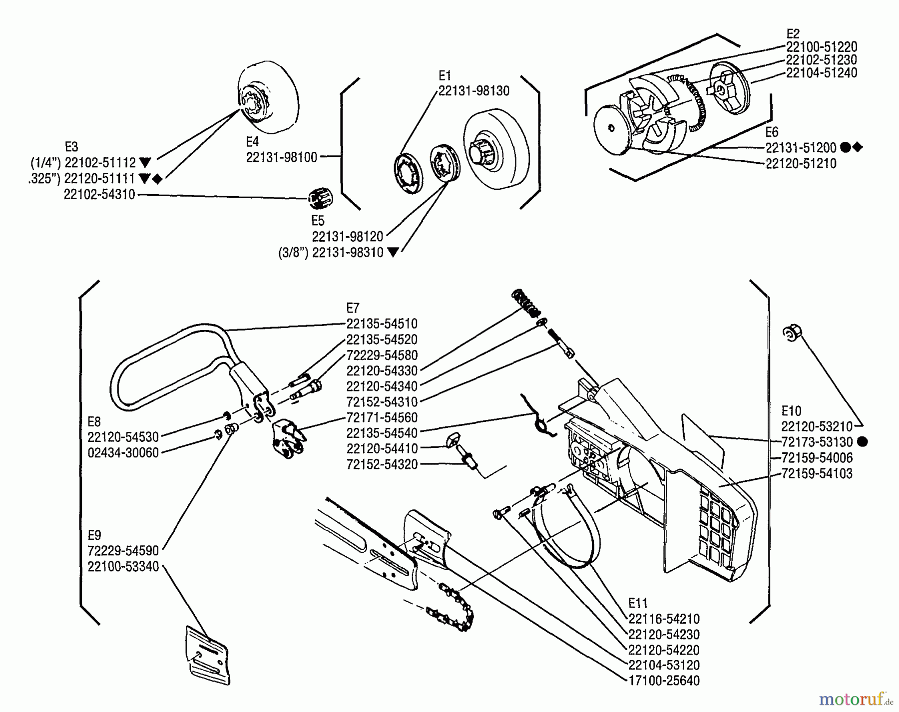 Shindaiwa Sägen, Motorsägen 500 - Shindaiwa Chainsaw Chain and Clutch