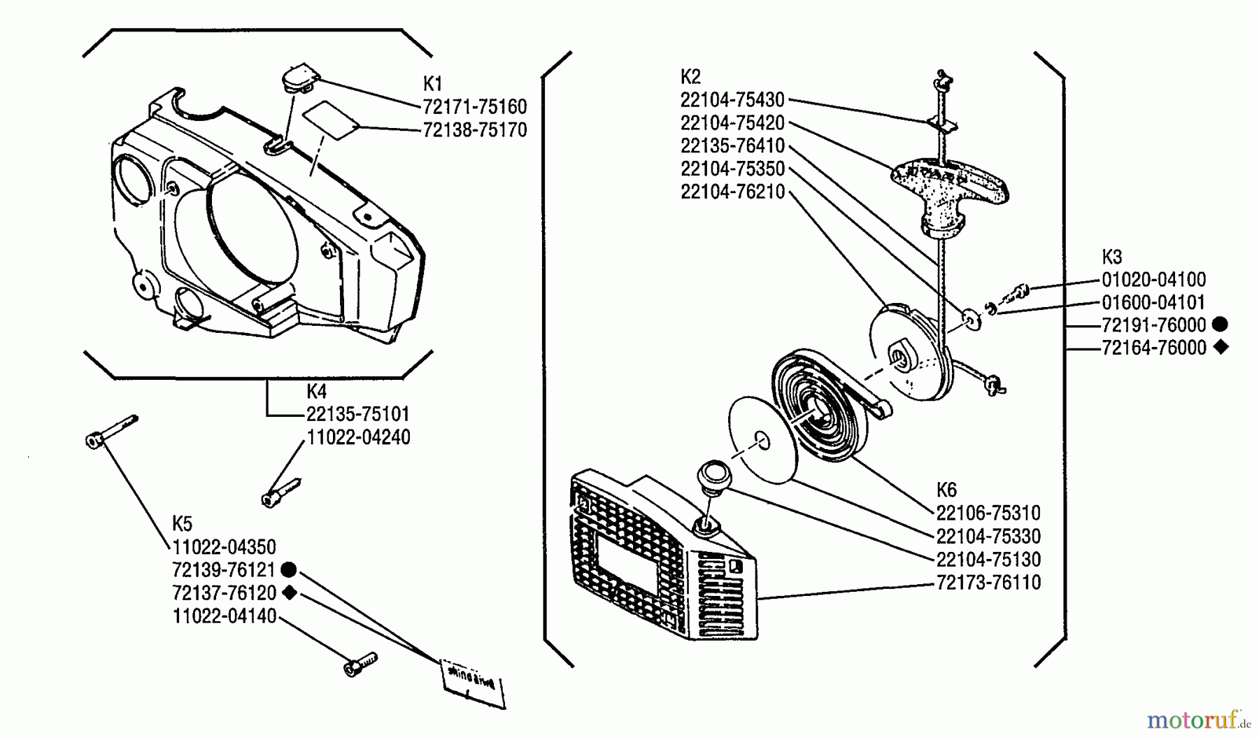 Shindaiwa Sägen, Motorsägen 500 - Shindaiwa Chainsaw Starter Assembly