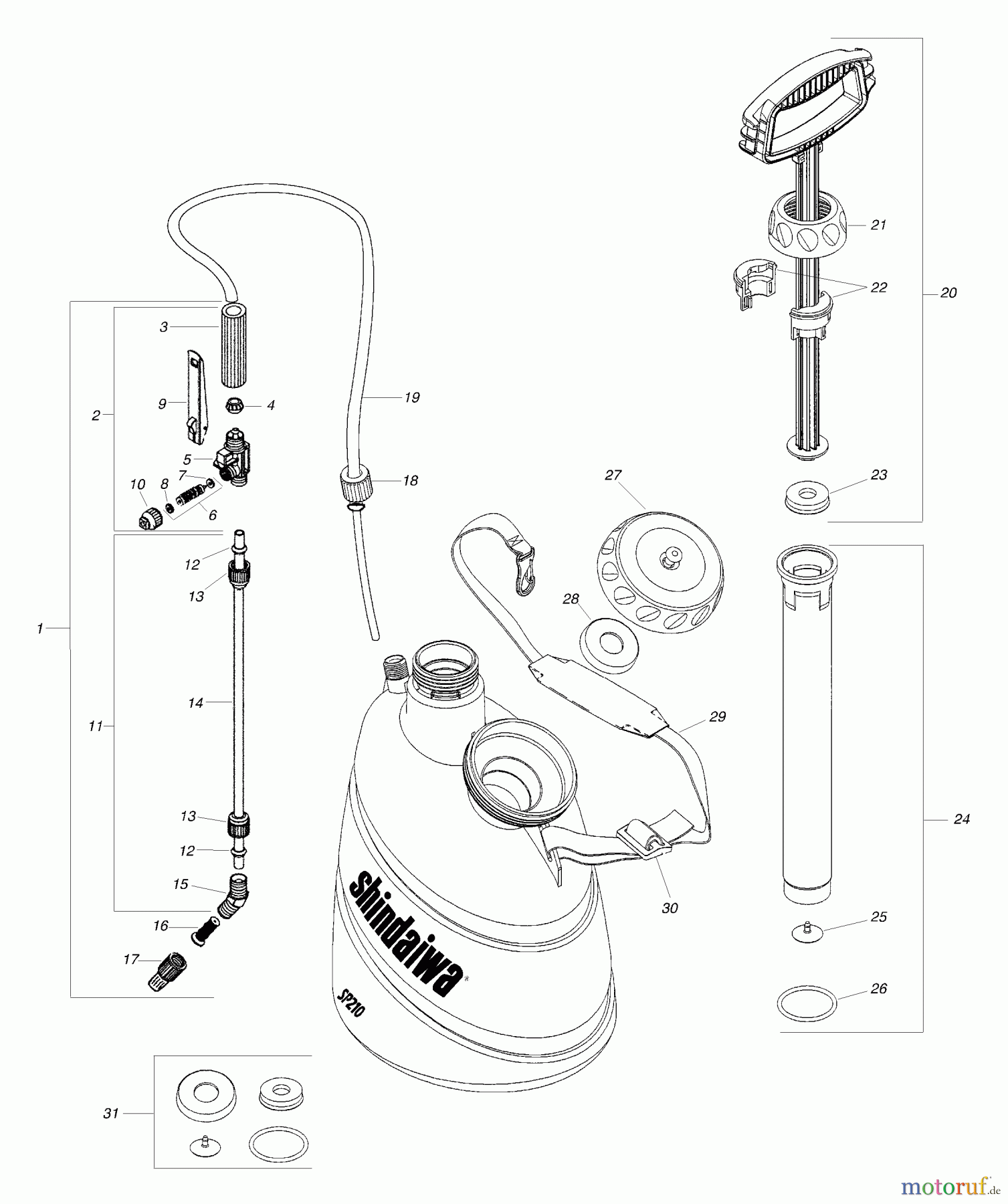 Shindaiwa Sprühgeräte SP210 - Shindaiwa Manual Sprayer General Assembly