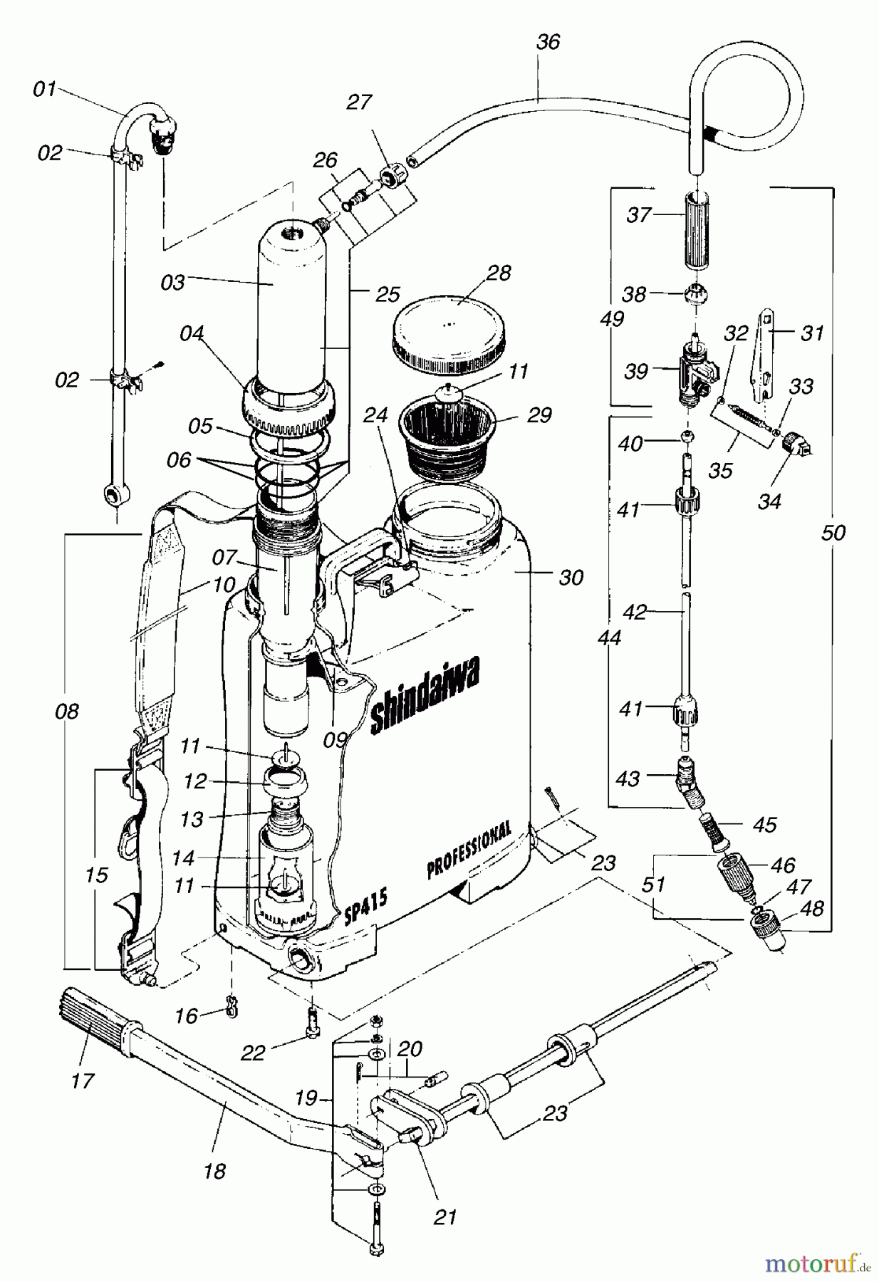 Shindaiwa Sprühgeräte SP415 - Shindaiwa Manual Sprayer, Back Pack General Assembly Before S/N: 198697L3