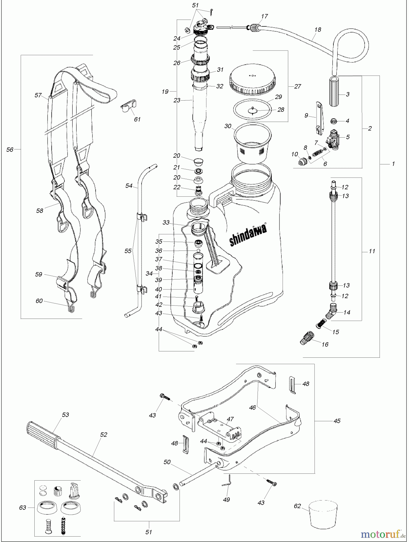 Shindaiwa Sprühgeräte SP518 - Shindaiwa Manual Sprayer, Back Pack Spray Wand Assembly