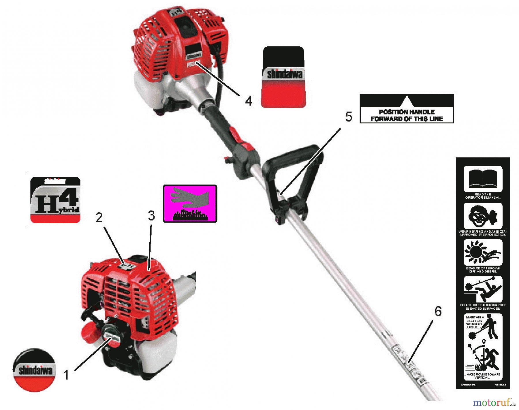 Shindaiwa Kehrmaschinen PS344 - Shindaiwa Power Broom, S/N: T15411001001 - T15411999999 Labels