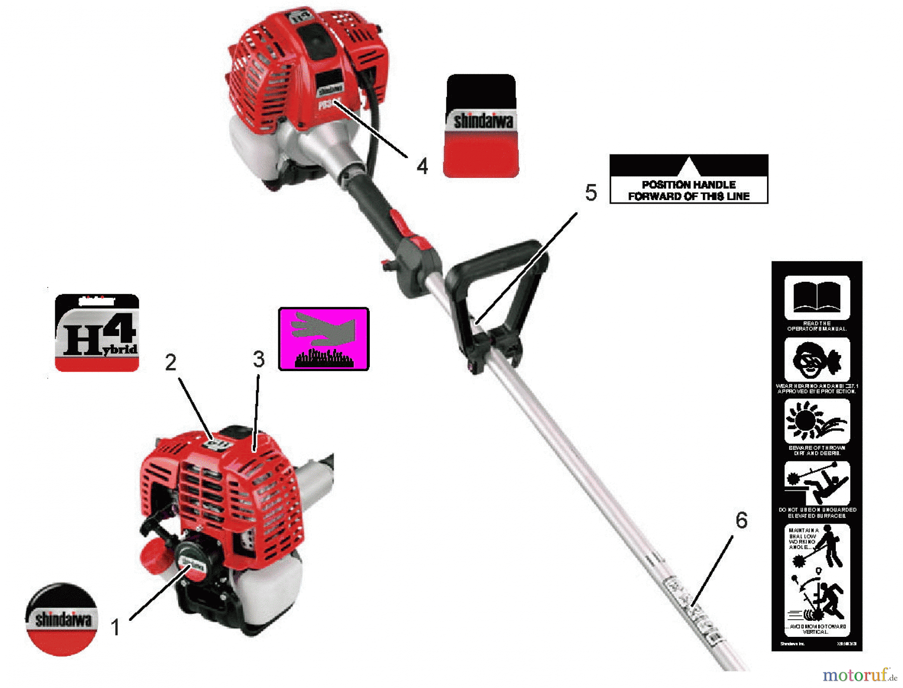 Shindaiwa Kehrmaschinen PS344 - Shindaiwa Power Broom, S/N: T15513001001 - T15513999999 Labels