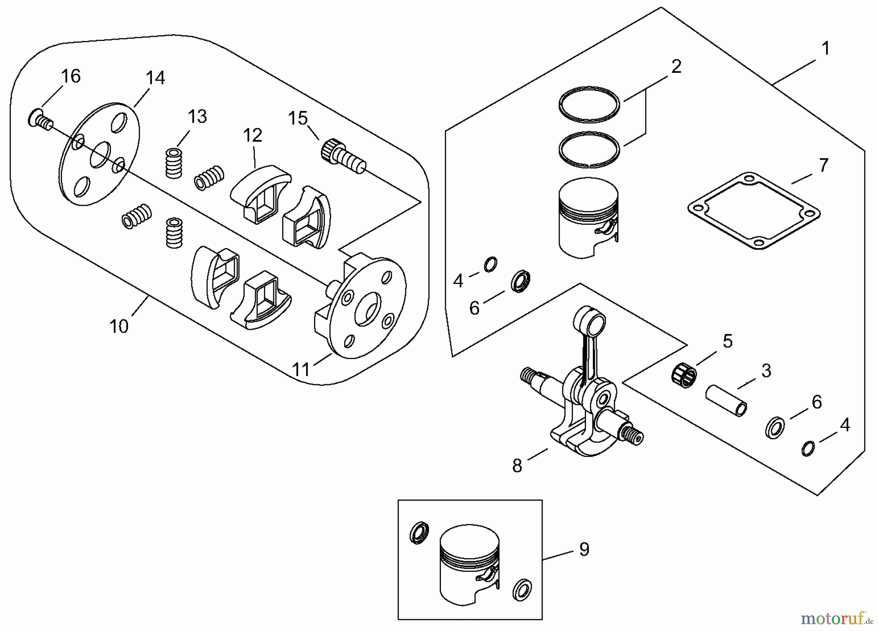 Shindaiwa Trimmer, Faden / Bürste B45 - Shindaiwa Clutch, Piston