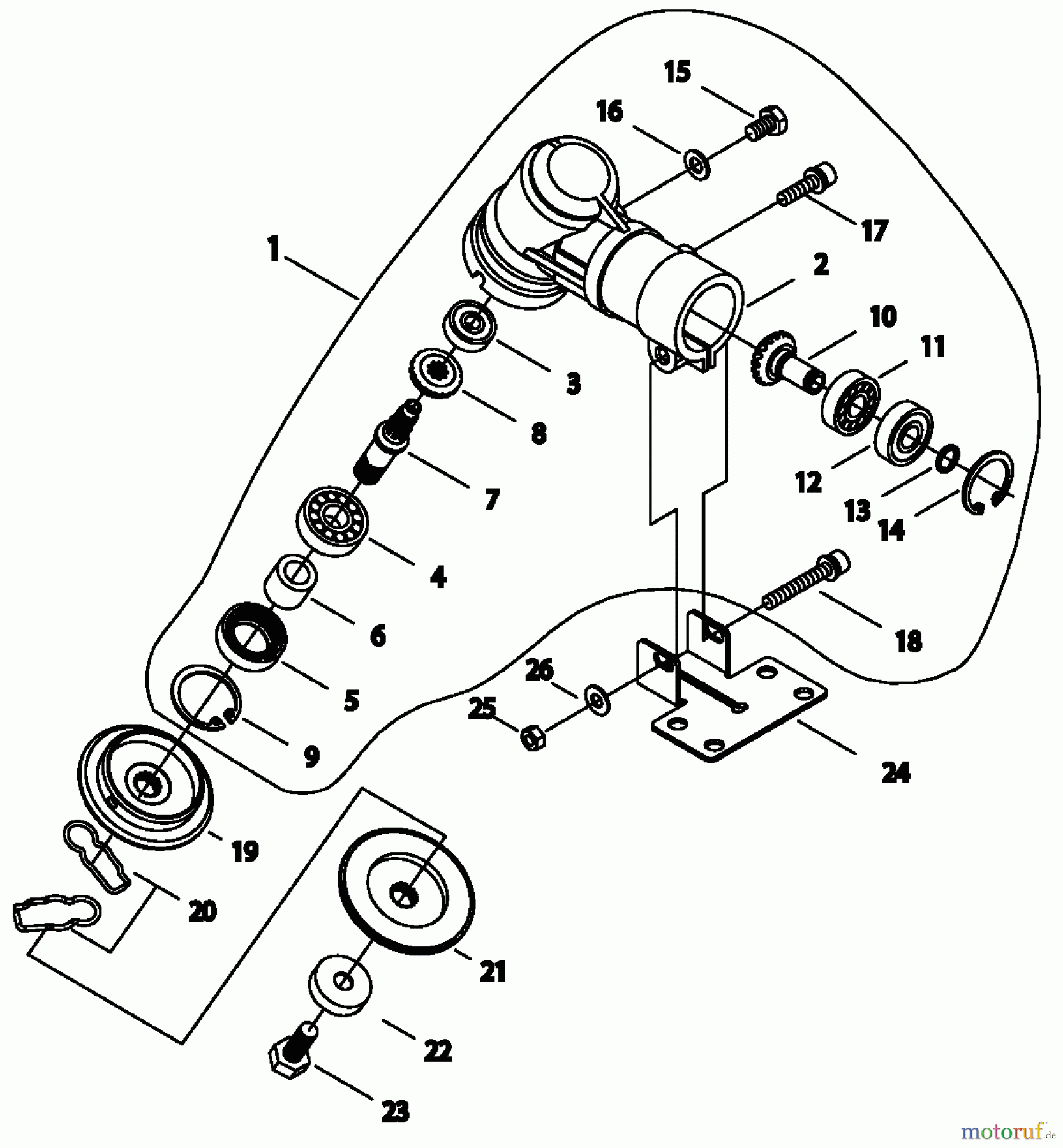 Shindaiwa Trimmer, Faden / Bürste B450 AUS - Shindaiwa String Trimmer / Brush Cutter, S/N: 20003851 - 20004630 Gearcase